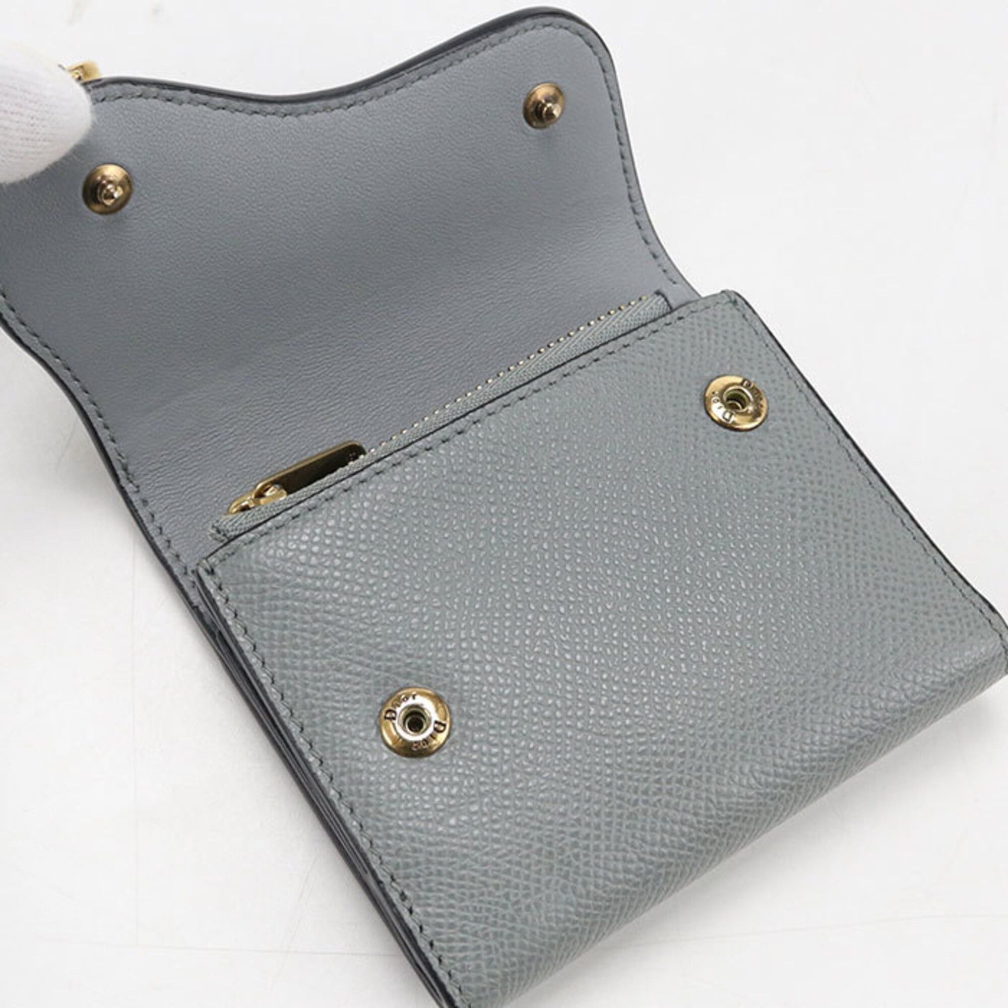 Dior Christian Dior DIOR Lotus Wallet Tri-fold Wallet, Saddle, Women's, Gray Size ONE SIZE - 8 Thumbnail