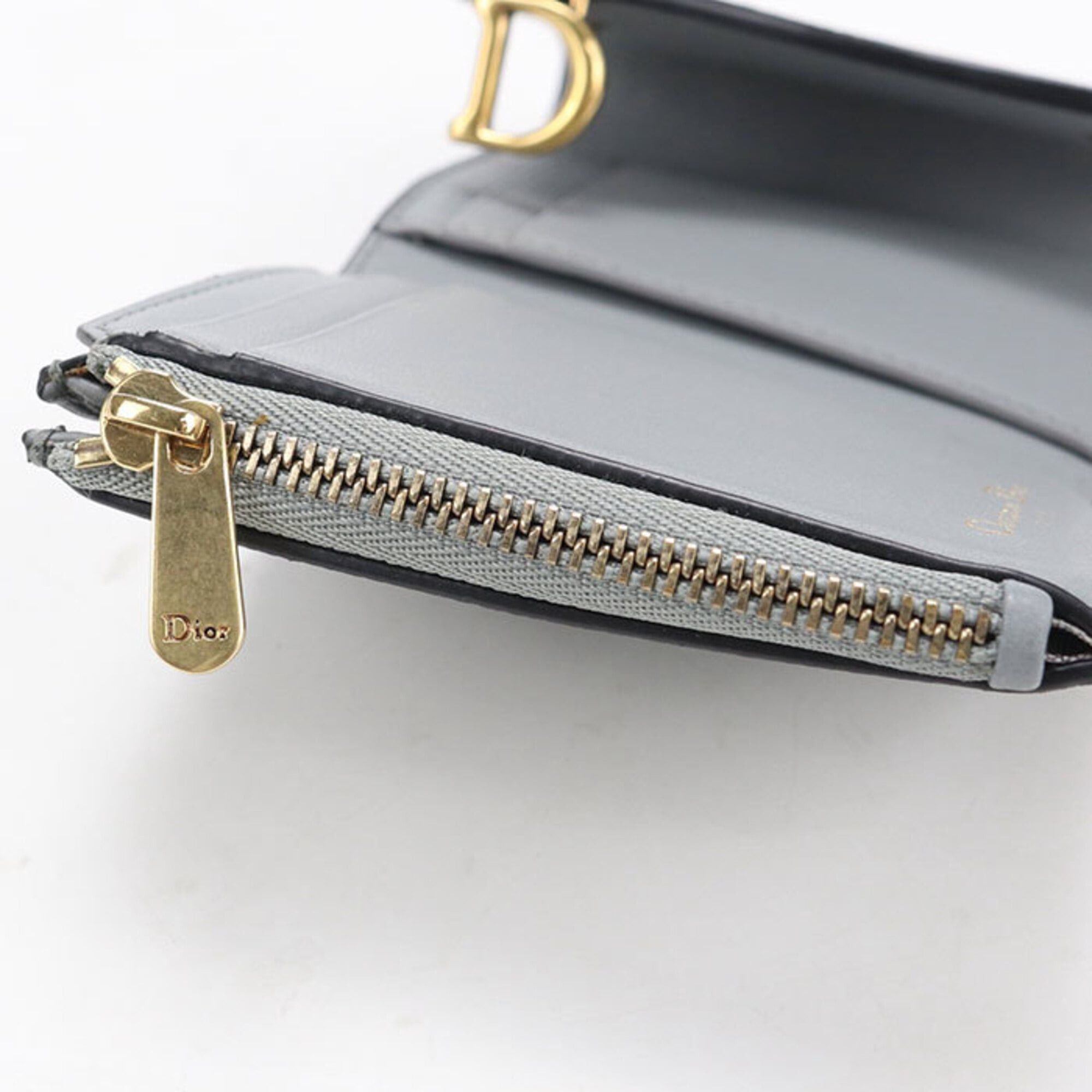 Dior Christian Dior DIOR Lotus Wallet Tri-fold Wallet, Saddle, Women's, Gray Size ONE SIZE - 7 Thumbnail