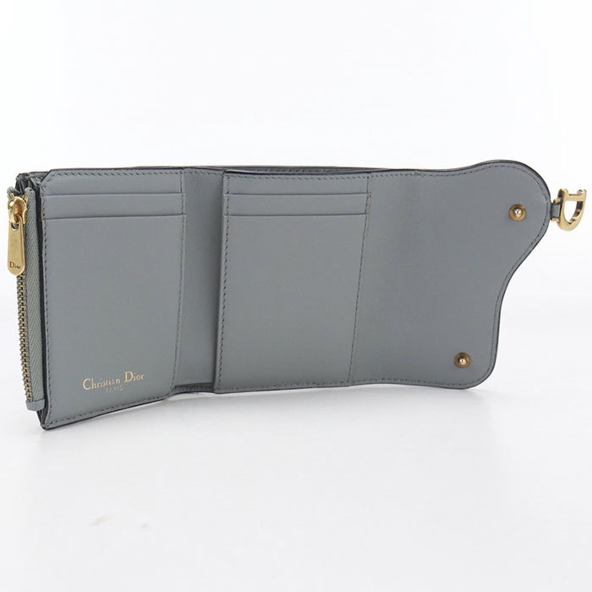 Dior Christian Dior DIOR Lotus Wallet Tri-fold Wallet, Saddle, Women's, Gray Size ONE SIZE - 3 Thumbnail