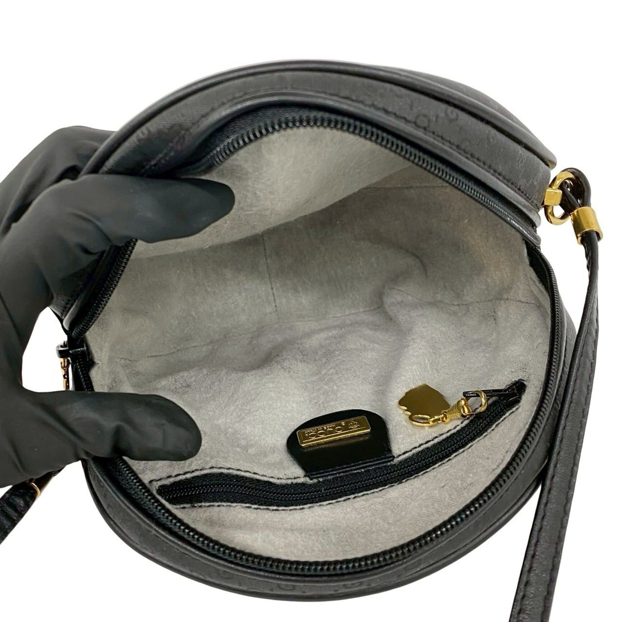 Gucci GUCCI Vintage Micro GG Logo Leather Shoulder Bag/Pouch/Sacoche, Black, 17095 Size ONE SIZE - 9 Thumbnail