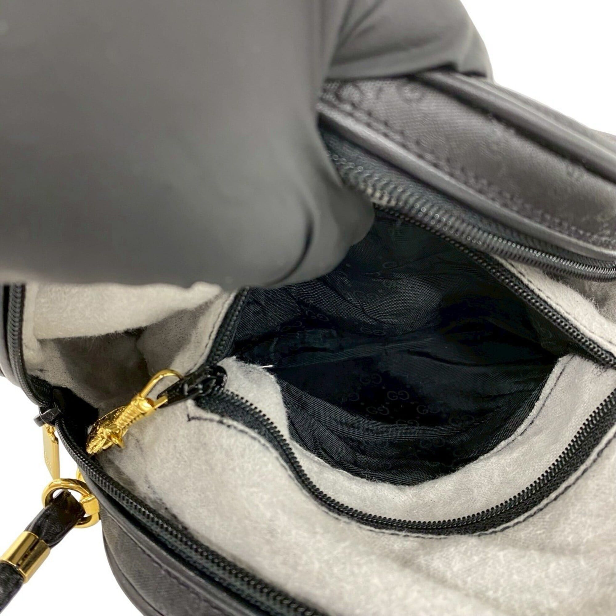 Gucci GUCCI Vintage Micro GG Logo Leather Shoulder Bag/Pouch/Sacoche, Black, 17095 Size ONE SIZE - 10 Thumbnail