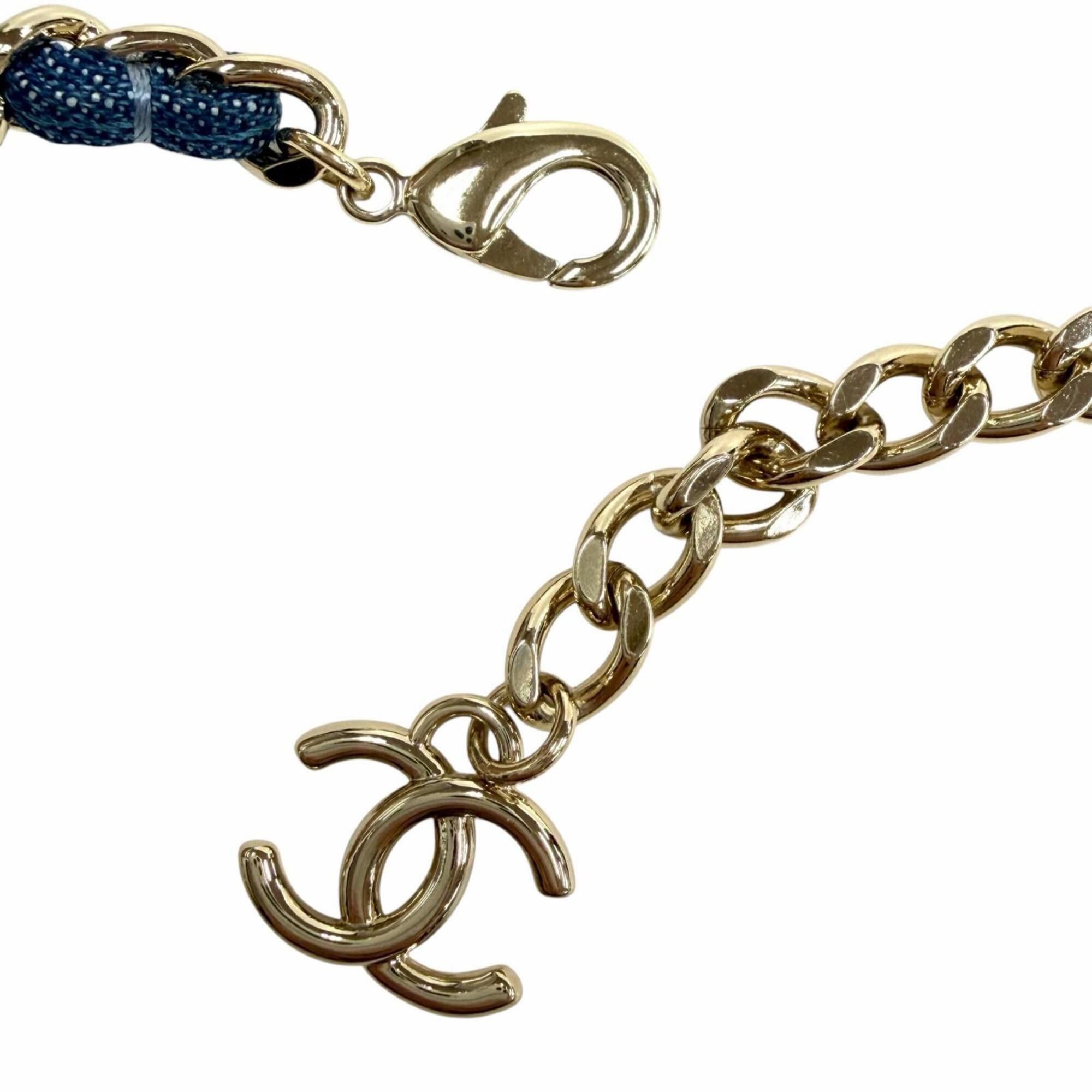Chanel CHANEL B25P ABF163 Coco Mark Double Chain Necklace, Blue with Gold Hardware, Made in Italy, Women's. Size ONE SIZE - 6 Thumbnail