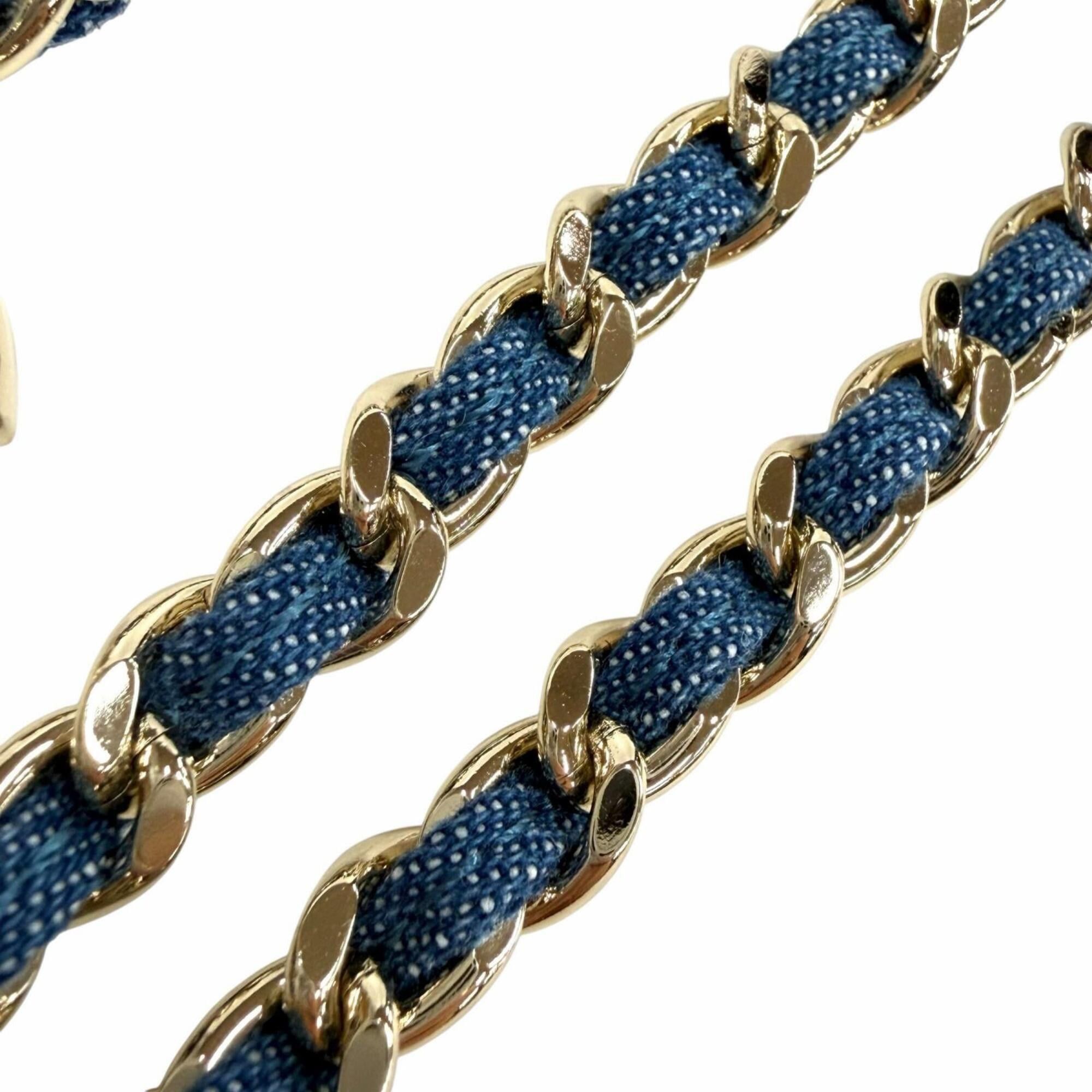 Chanel CHANEL B25P ABF163 Coco Mark Double Chain Necklace, Blue with Gold Hardware, Made in Italy, Women's. Size ONE SIZE - 5 Thumbnail