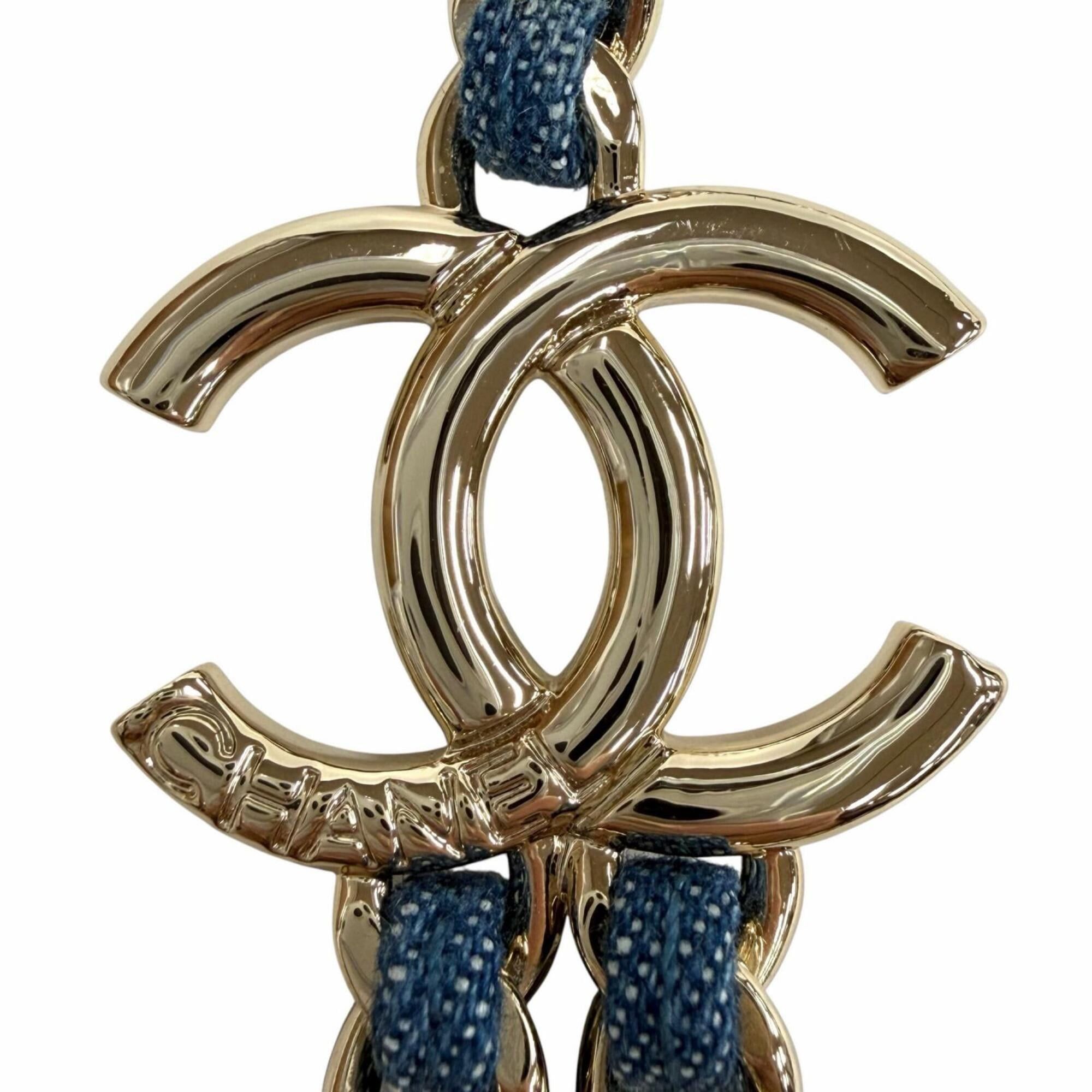 Chanel CHANEL B25P ABF163 Coco Mark Double Chain Necklace, Blue with Gold Hardware, Made in Italy, Women's. Size ONE SIZE - 4 Thumbnail