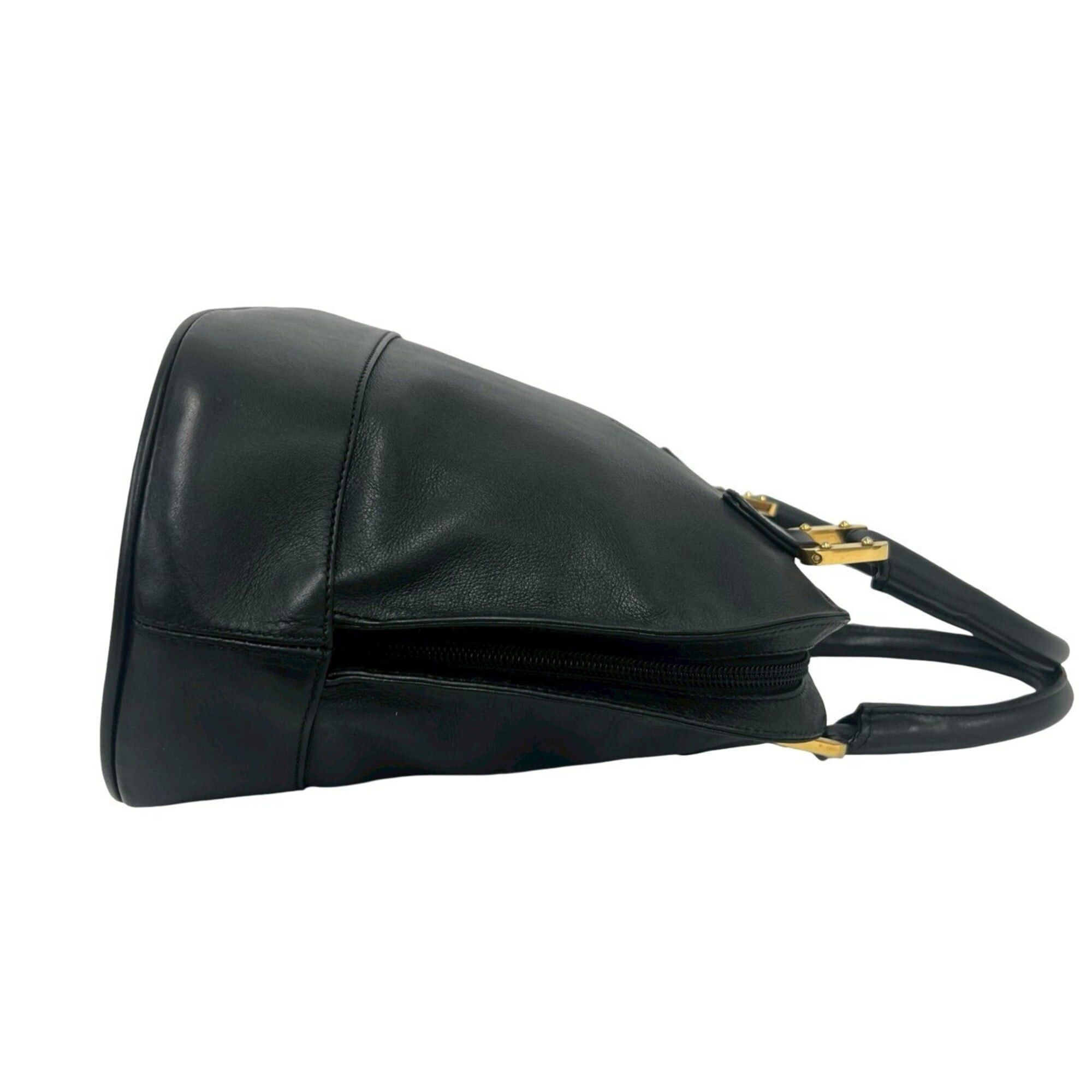 Loewe LOEWE Vintage Anagram Logo Engraved Leather Handbag Tote Bag Mini Boston Black 61956 Size ONE SIZE - 6 Thumbnail
