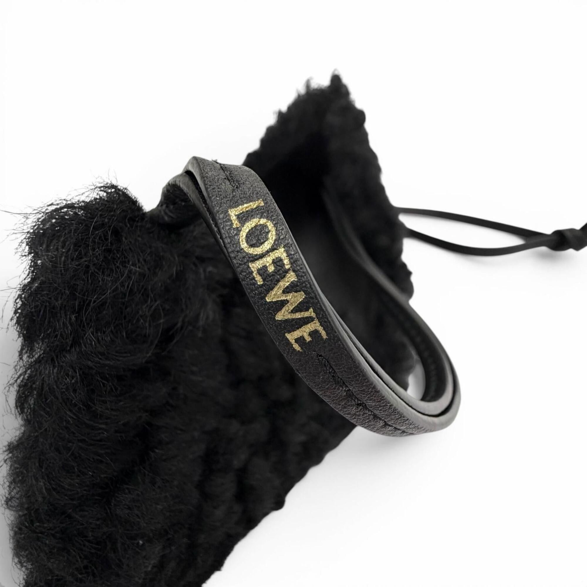 Loewe LOEWE Puzzle Fold Charm, Shearling & Mouton Bag Black, Made in Spain, Women's, with Dust Bag. Size ONE SIZE - 7 Thumbnail