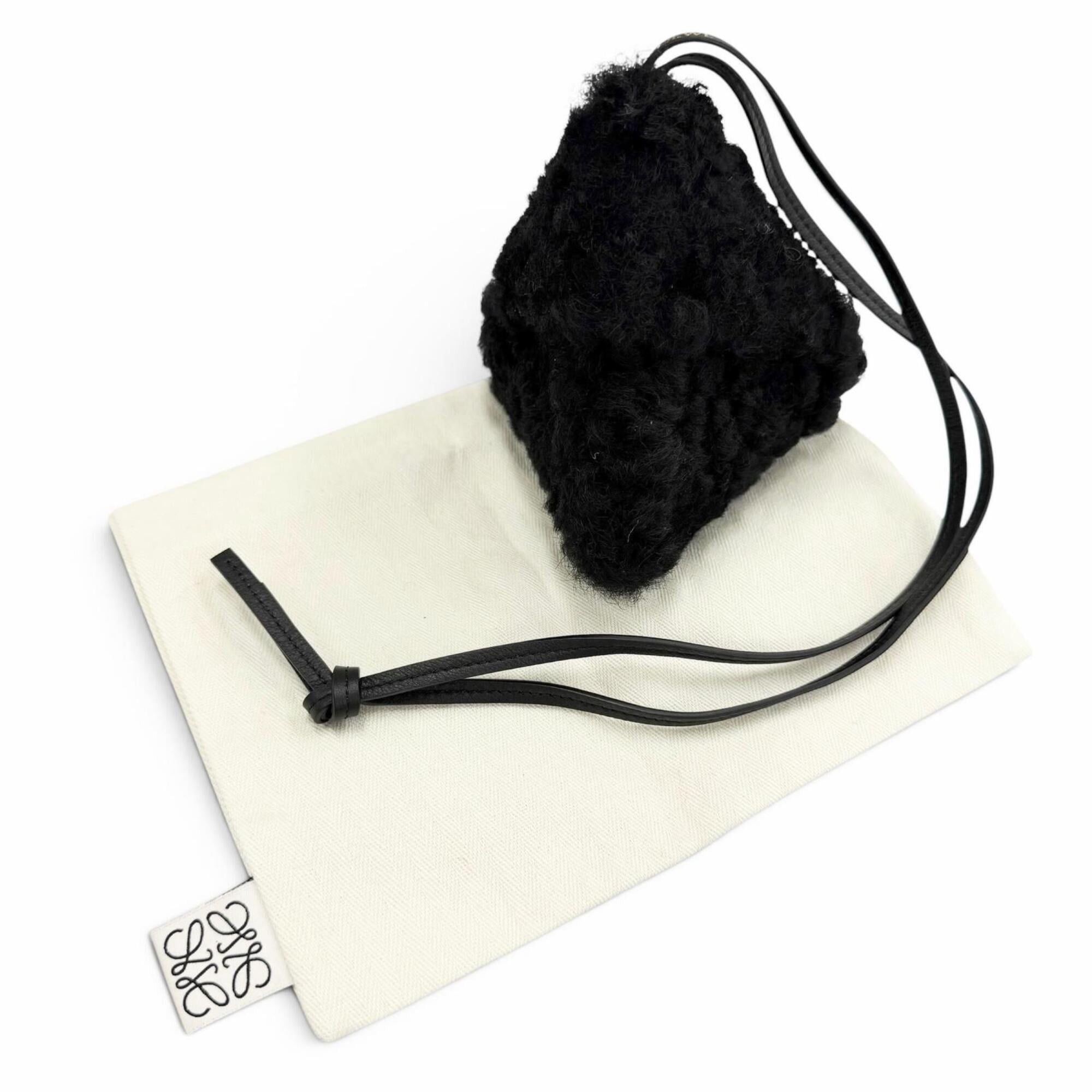Loewe LOEWE Puzzle Fold Charm, Shearling & Mouton Bag Black, Made in Spain, Women's, with Dust Bag. Size ONE SIZE - 2 Thumbnail