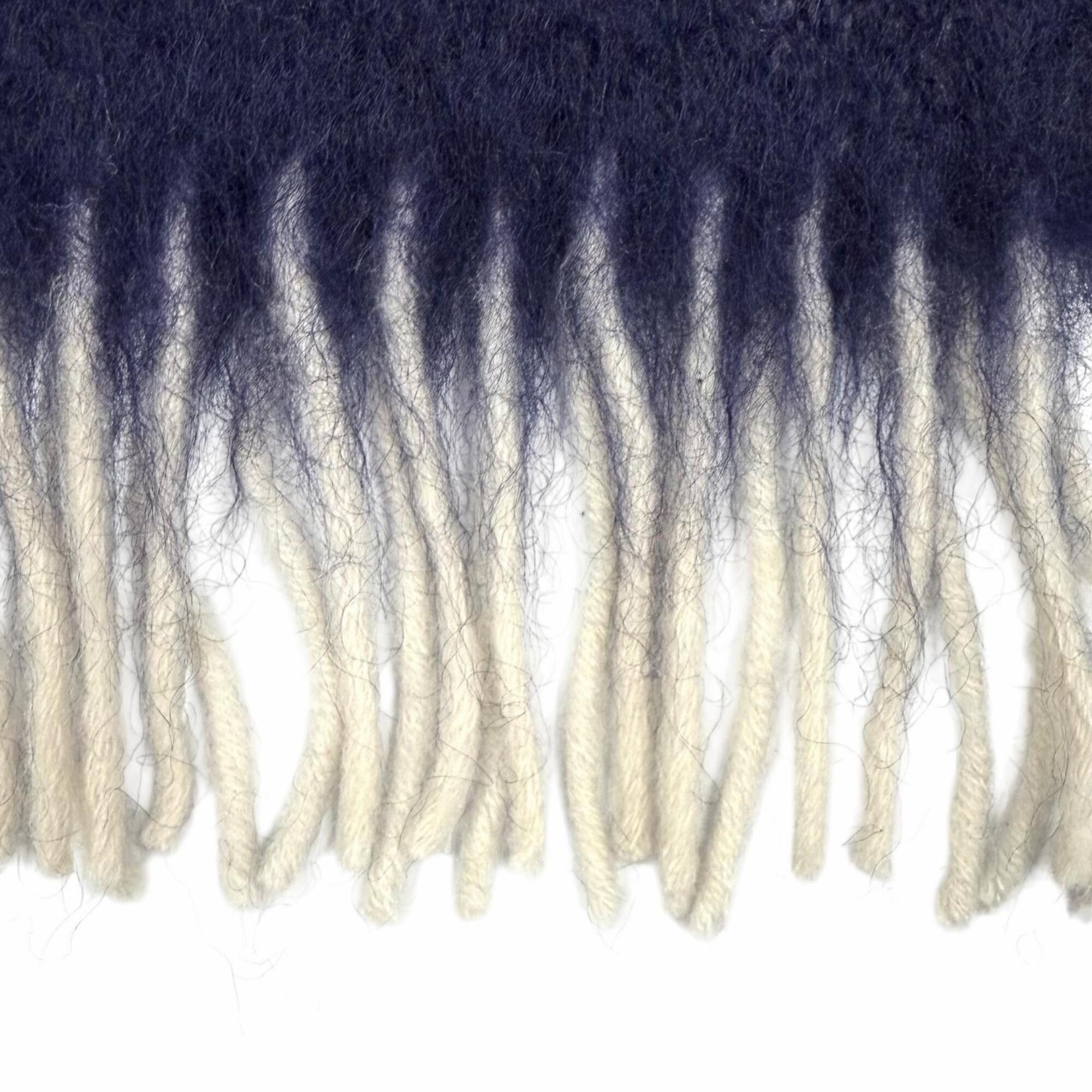Loewe LOEWE 28003861 Mohair Wool Blend Leather Anagram Logo Patch Border Pattern Fringe Scarf Multi-color Made in Spain Authentic Women's Size ONE SIZE - 4 Thumbnail