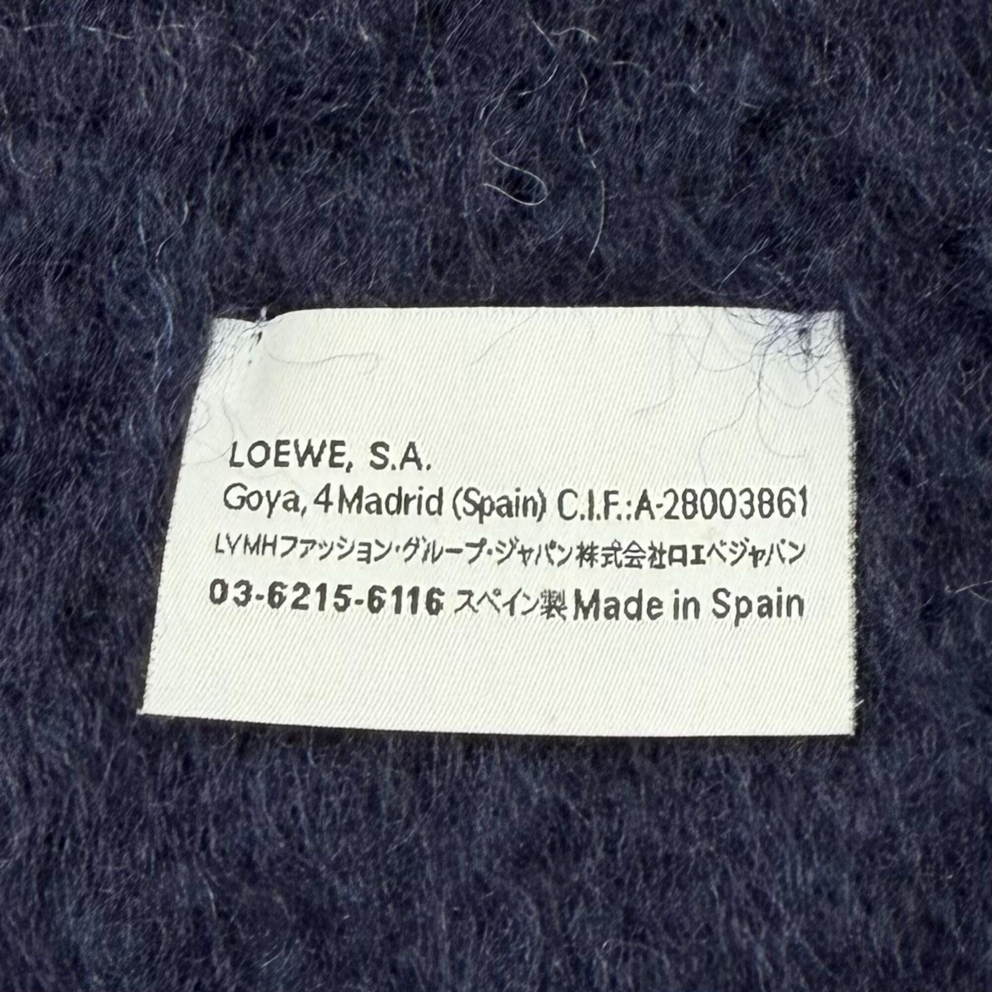 Loewe LOEWE 28003861 Mohair Wool Blend Leather Anagram Logo Patch Border Pattern Fringe Scarf Multi-color Made in Spain Authentic Women's Size ONE SIZE - 6 Thumbnail