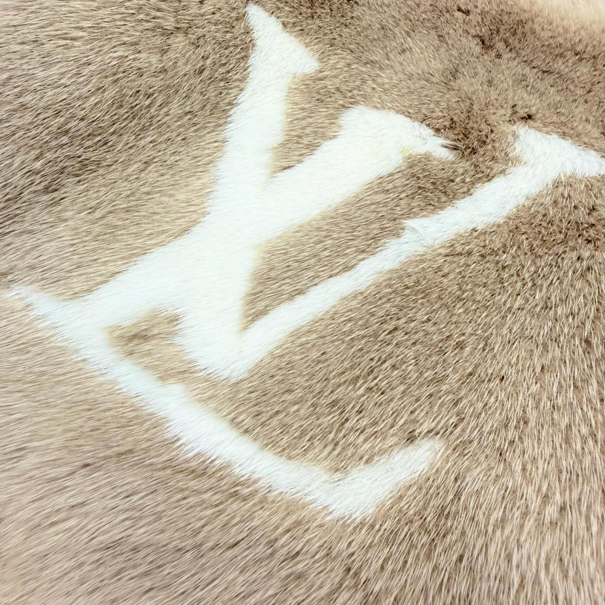 Louis Vuitton LOUIS VUITTON M74354 Echarpe Cold Reykjavik Cashmere Mink Fur Scarf, Beige, Made in Italy, Authentic, Women's, with Box Size ONE SIZE - 5 Thumbnail