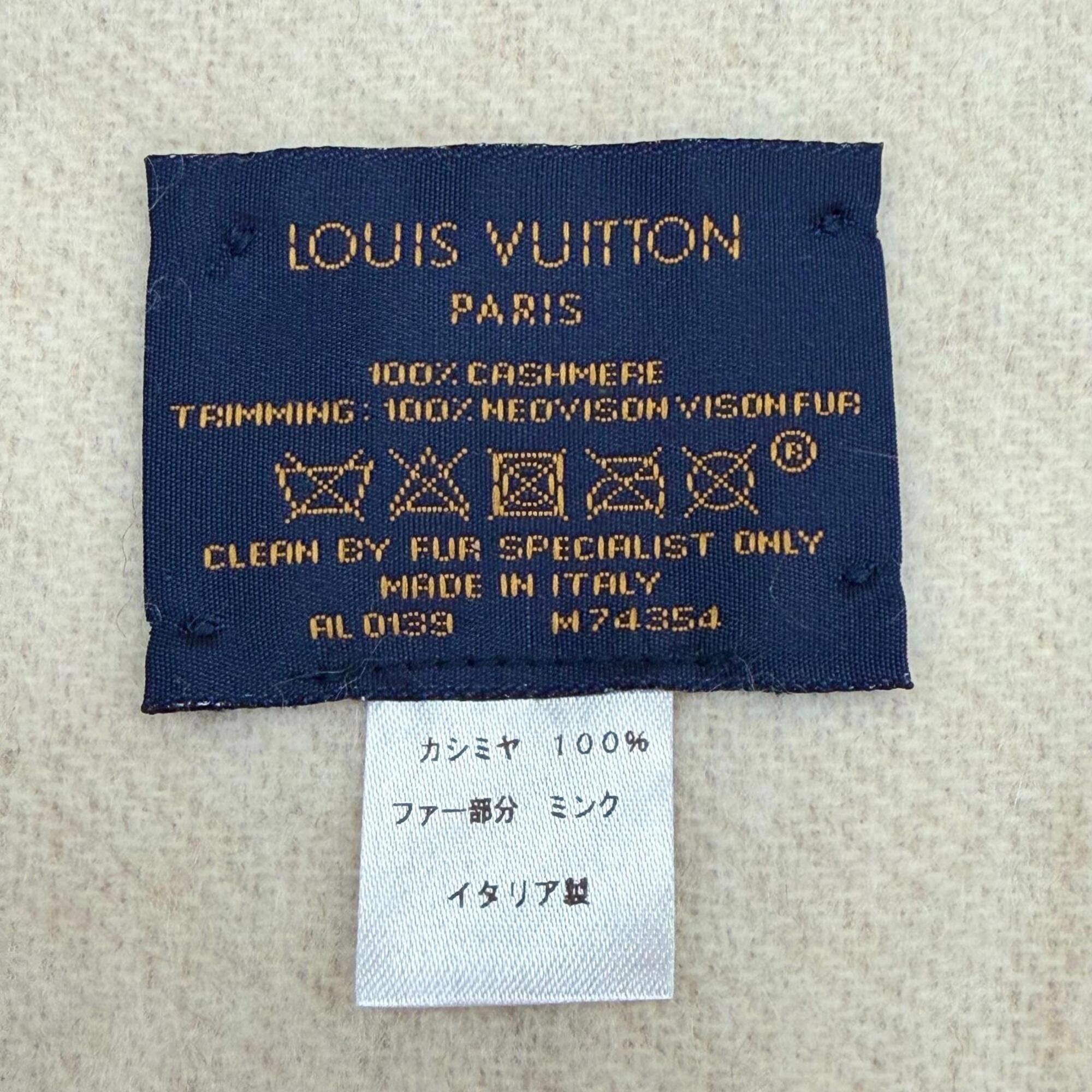 Louis Vuitton LOUIS VUITTON M74354 Echarpe Cold Reykjavik Cashmere Mink Fur Scarf, Beige, Made in Italy, Authentic, Women's, with Box Size ONE SIZE - 8 Thumbnail