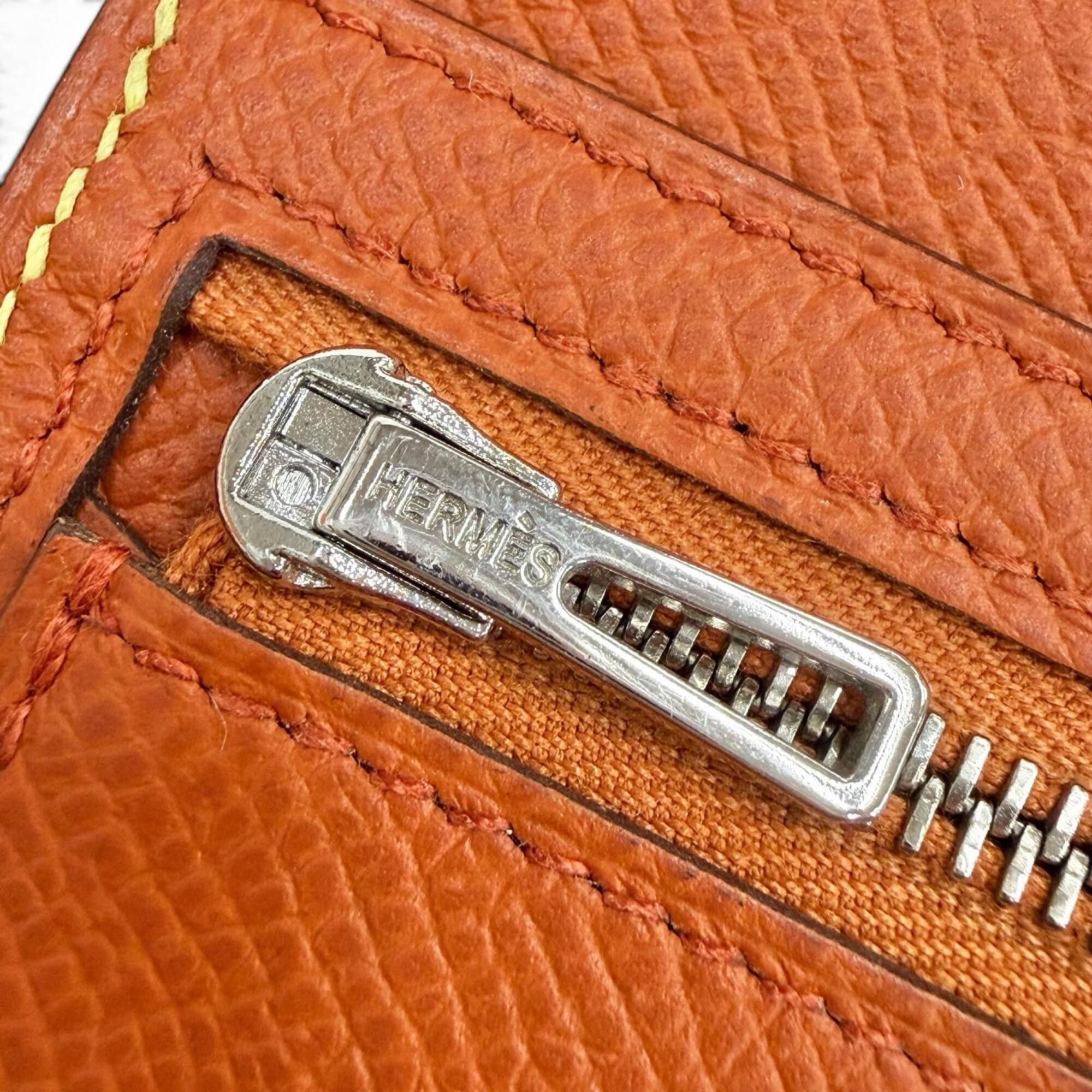 Hermes HERMES Bearn Soufflé Verso Veau Epsom Lime Terre Batue Bicolor Long Wallet with Silver Hardware, Z Stamp (2021), Made in France, Women's Size ONE SIZE - 9 Thumbnail
