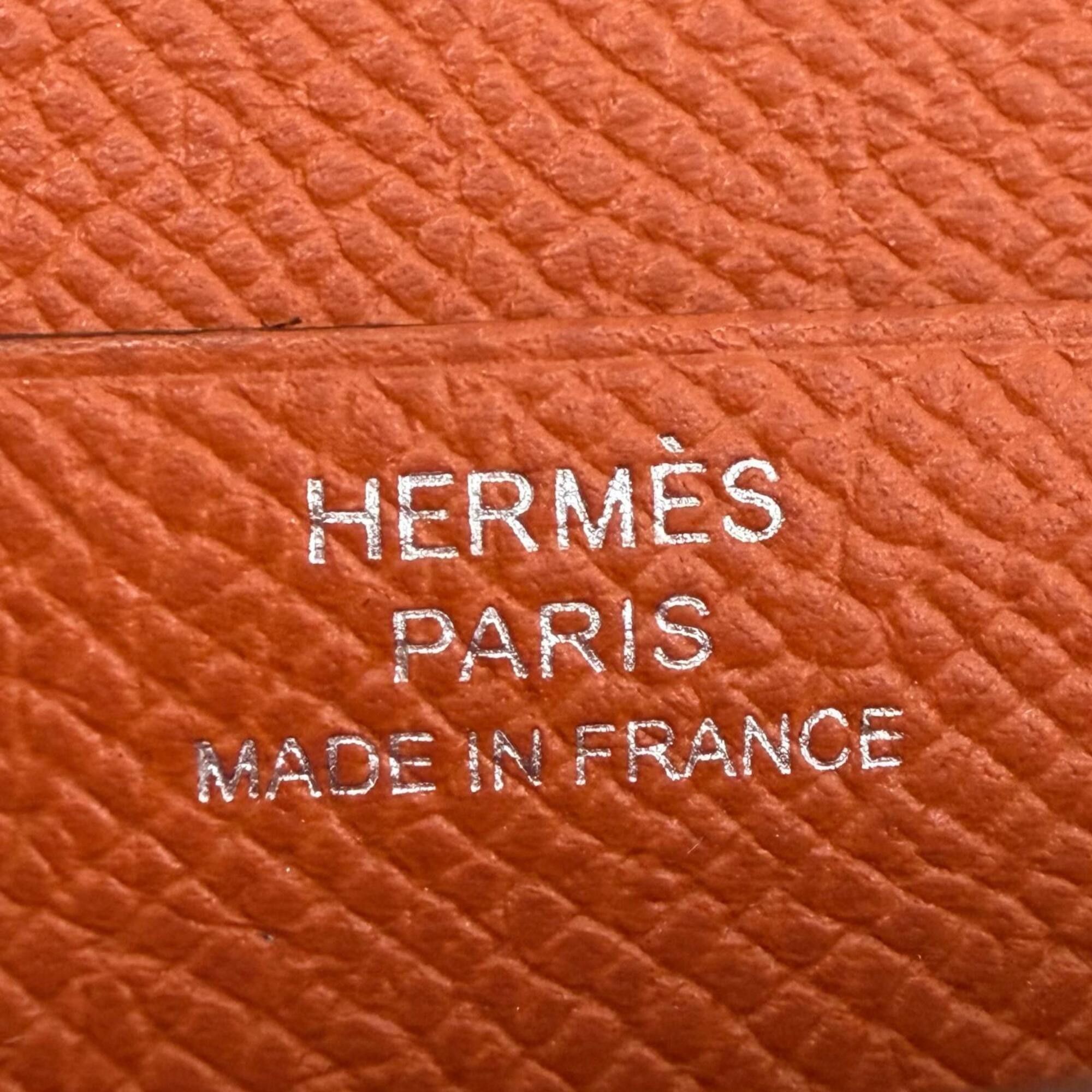Hermes HERMES Bearn Soufflé Verso Veau Epsom Lime Terre Batue Bicolor Long Wallet with Silver Hardware, Z Stamp (2021), Made in France, Women's Size ONE SIZE - 10 Thumbnail