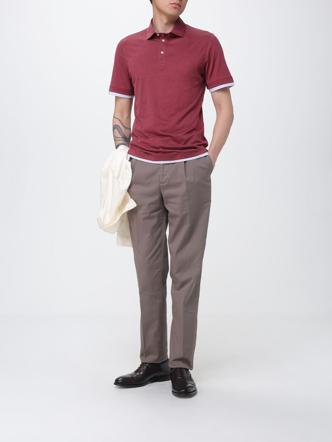 Brunello Cucinelli Brunello Cucinelli Polo Shirt Men Red Size US L / EU 52-54 / 3 - 2 Thumbnail