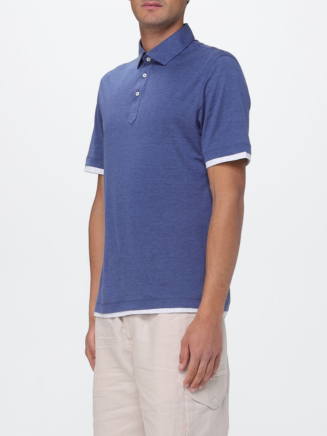 Brunello Cucinelli Brunello Cucinelli Polo Shirt Men Blue Size US XXL / EU 58 / 5 - 4 Thumbnail