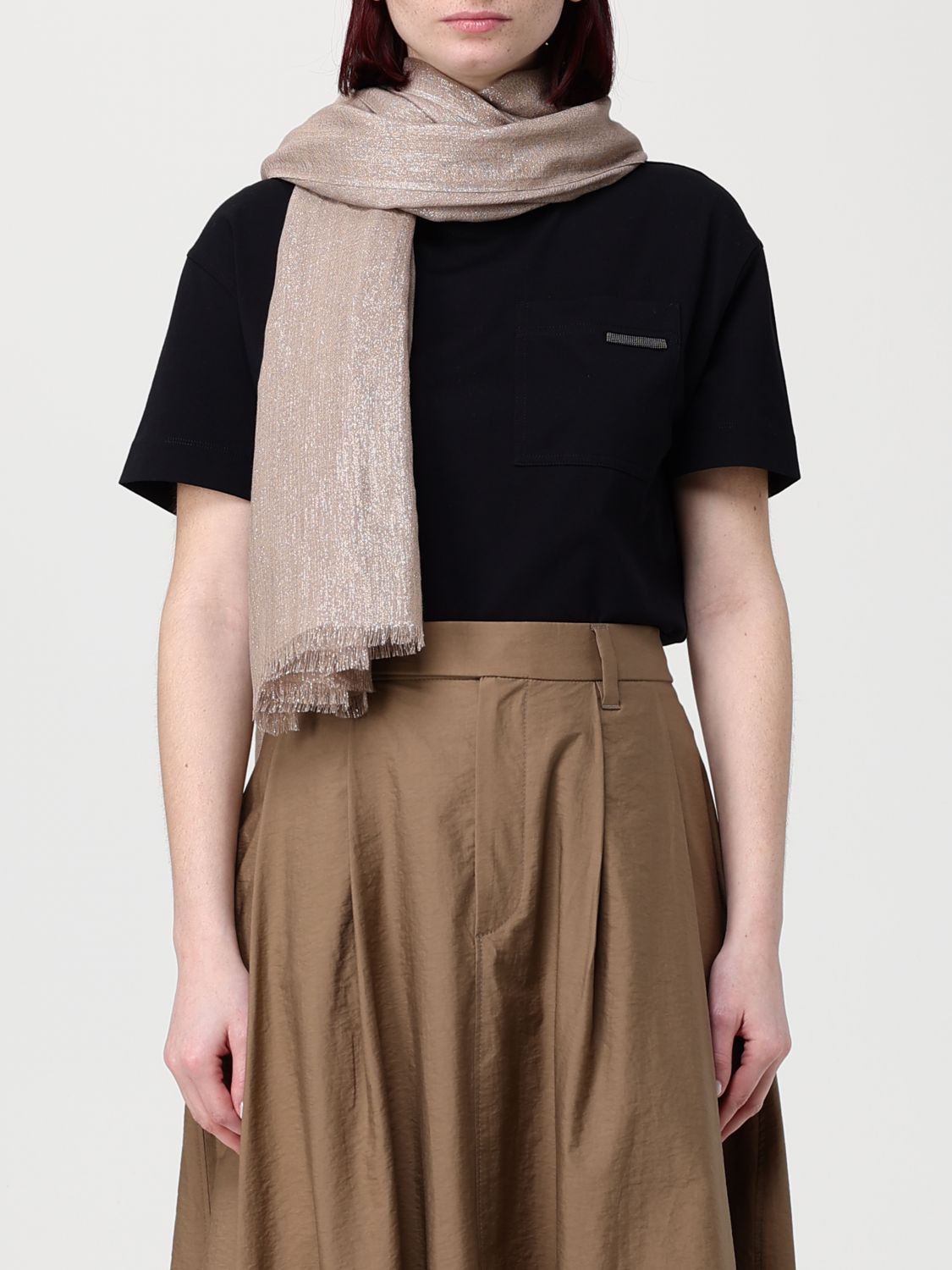 Brunello Cucinelli Brunello Cucinelli Scarf Woman Mastic Size ONE SIZE - 2 Thumbnail
