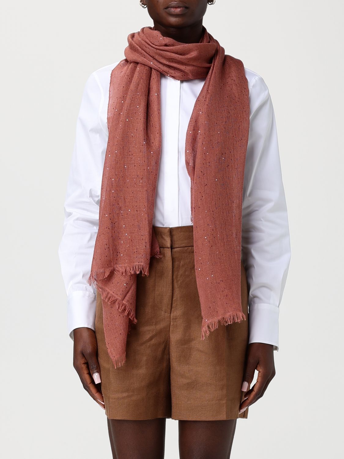 Brunello Cucinelli Brunello Cucinelli Scarf Woman Orange Size ONE SIZE - 2 Thumbnail