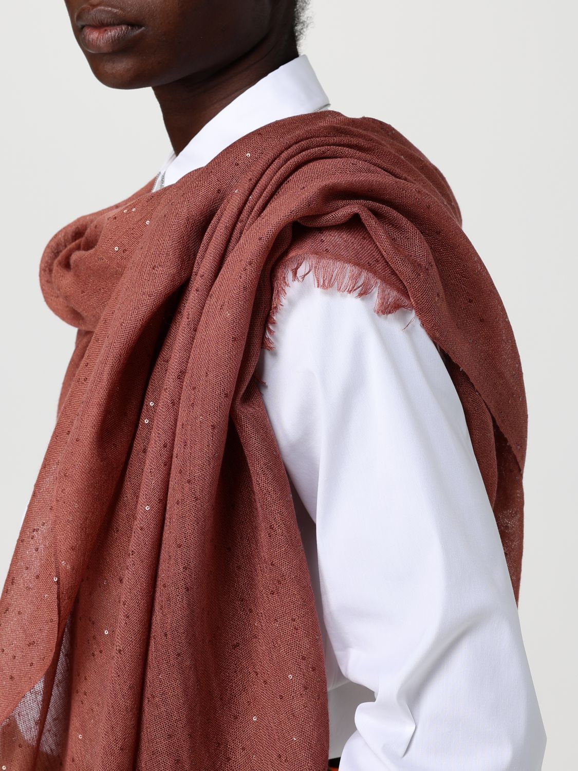 Brunello Cucinelli Brunello Cucinelli Scarf Woman Orange Size ONE SIZE - 4 Thumbnail