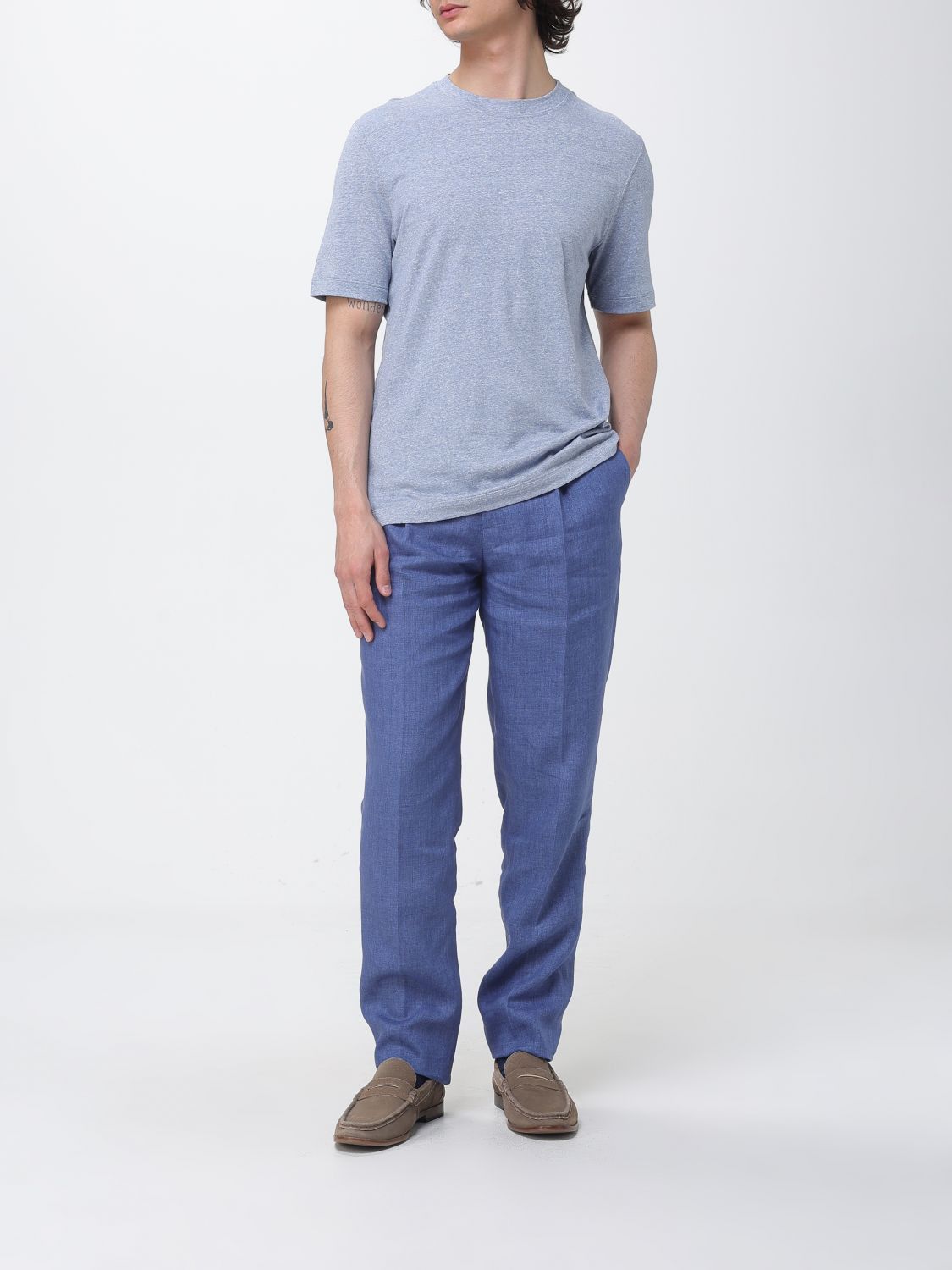 Brunello Cucinelli Brunello Cucinelli T-Shirt Men Gnawed Blue Size US M / EU 48-50 / 2 - 2 Thumbnail