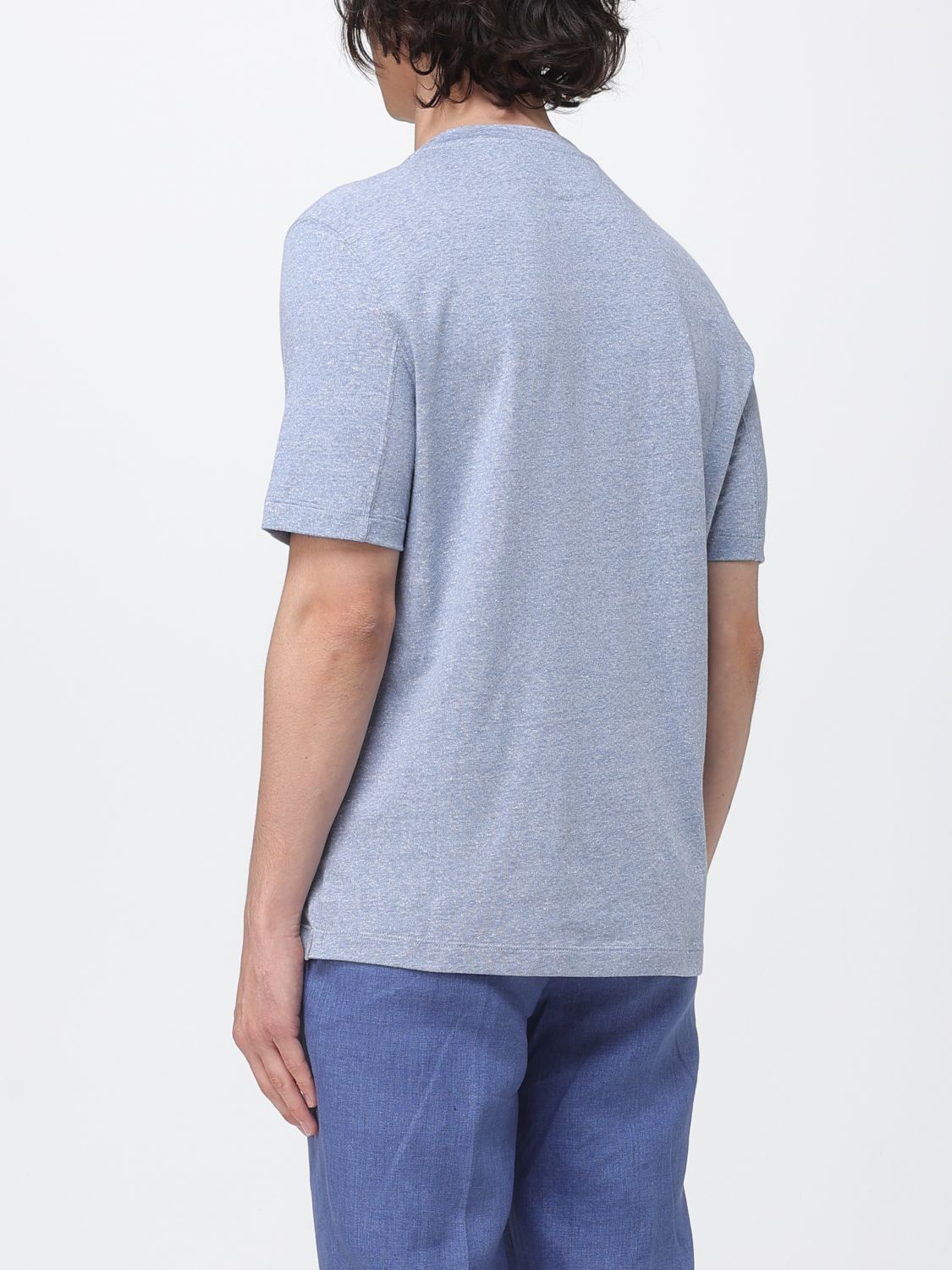 Brunello Cucinelli Brunello Cucinelli T-Shirt Men Gnawed Blue Size US XL / EU 56 / 4 - 3 Thumbnail
