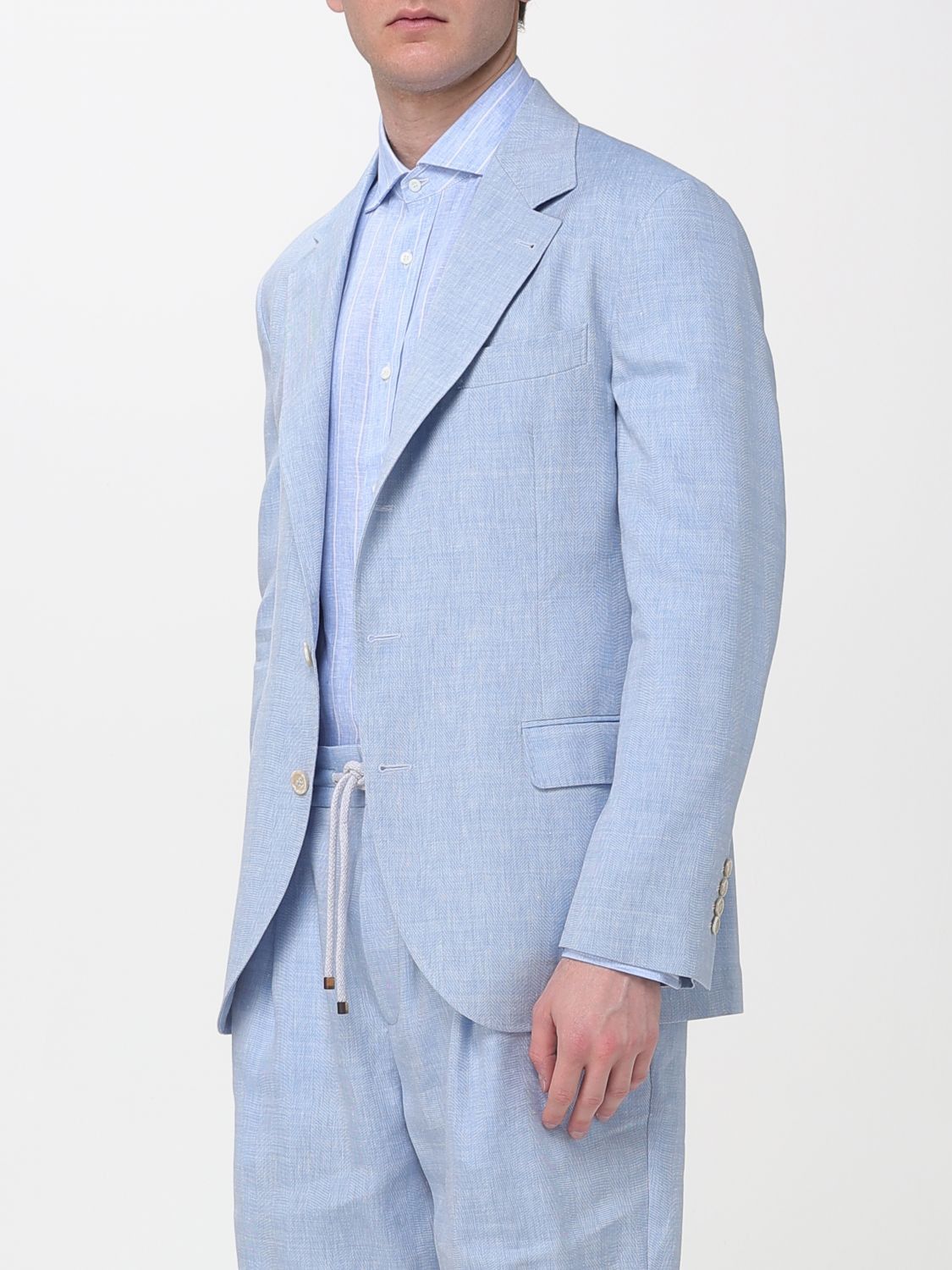 Brunello Cucinelli Brunello Cucinelli Jacket Men Gnawed Blue Size US XXL / EU 58 / 5 - 4 Thumbnail