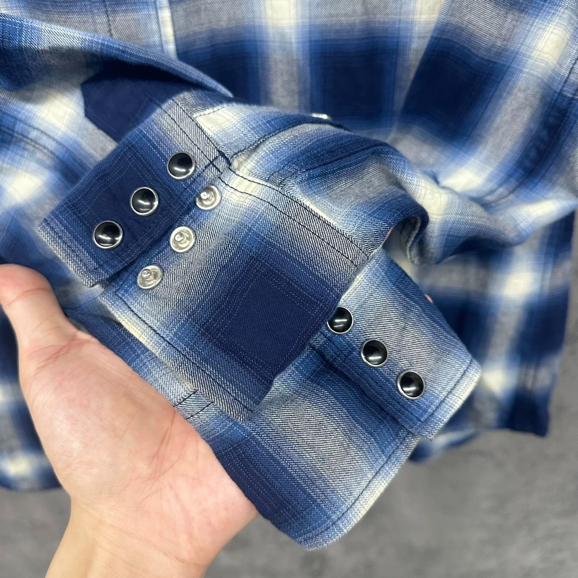 Saint Laurent Paris Saint Laurent Blue Plaid Western Shirt Size M Size US M / EU 48-50 / 2 - 5 Thumbnail