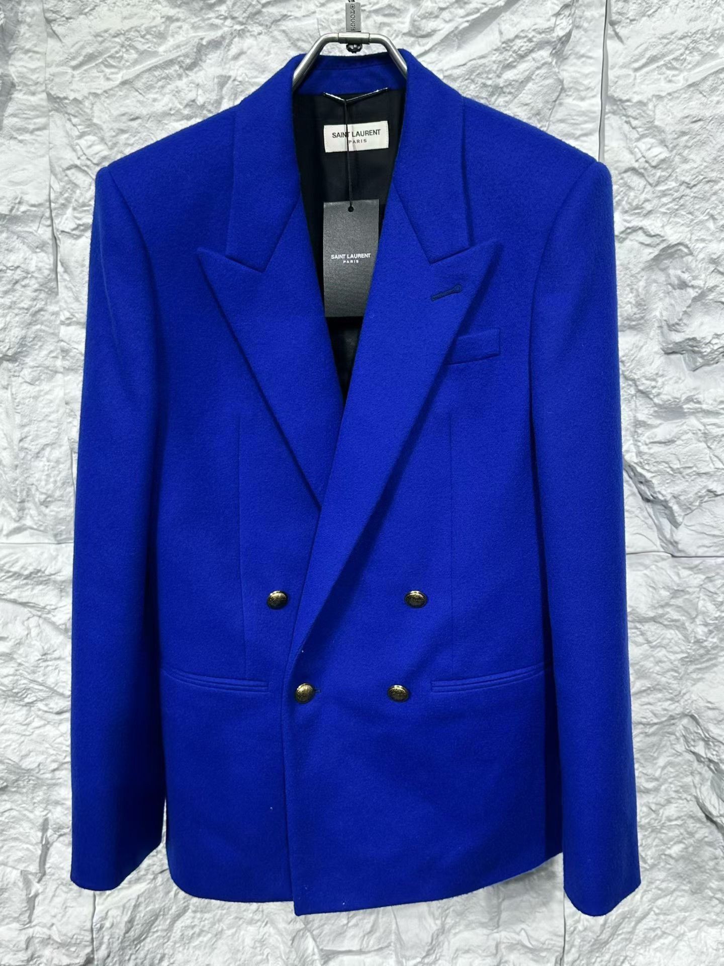 Saint Laurent Paris Saint Laurent Electric Blue Flannel Blazer 38R Size 38R - 4 Thumbnail