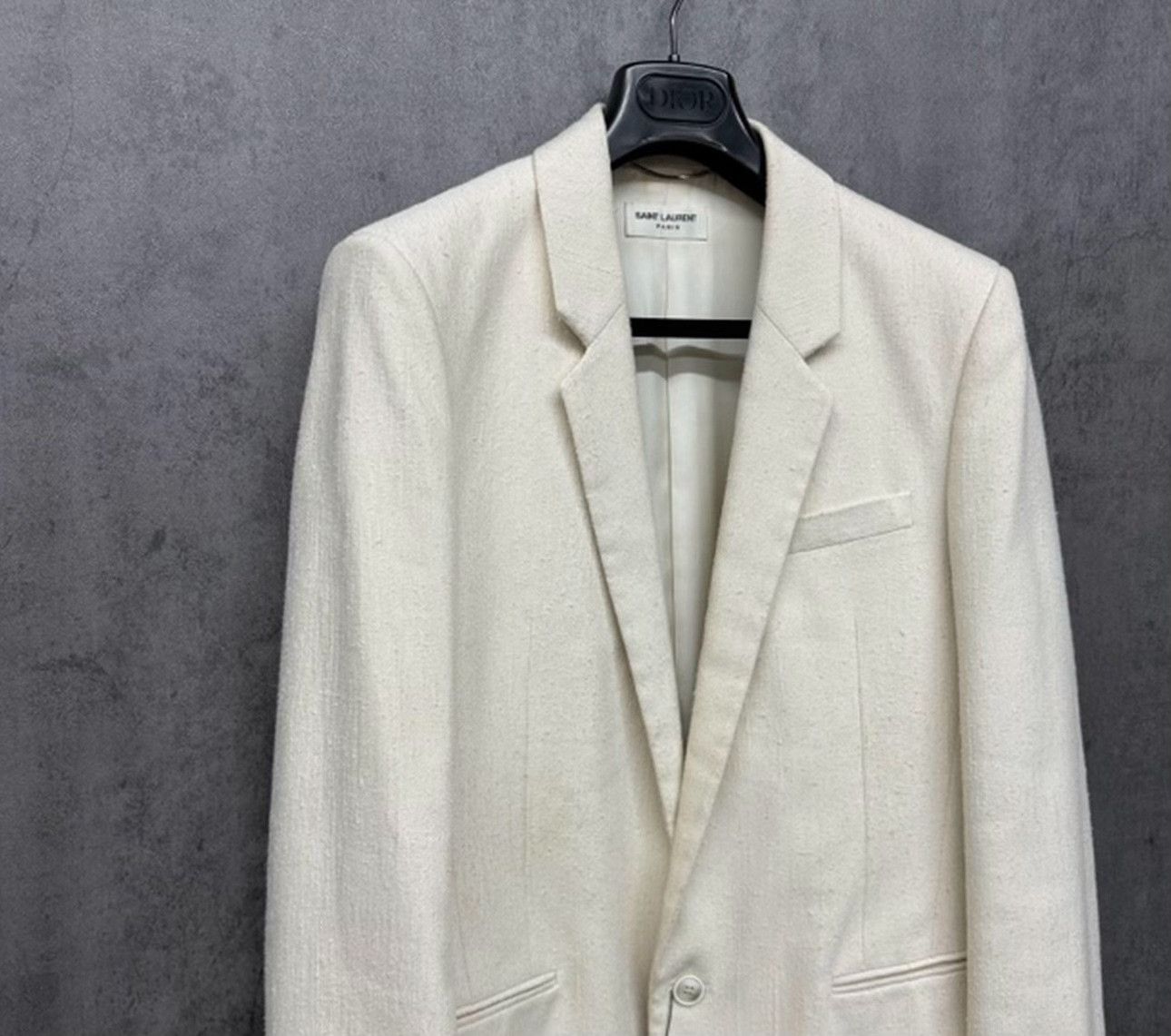 Saint Laurent Paris Saint Laurent Cream Textured Blazer Size 40R Size 40R - 3 Thumbnail