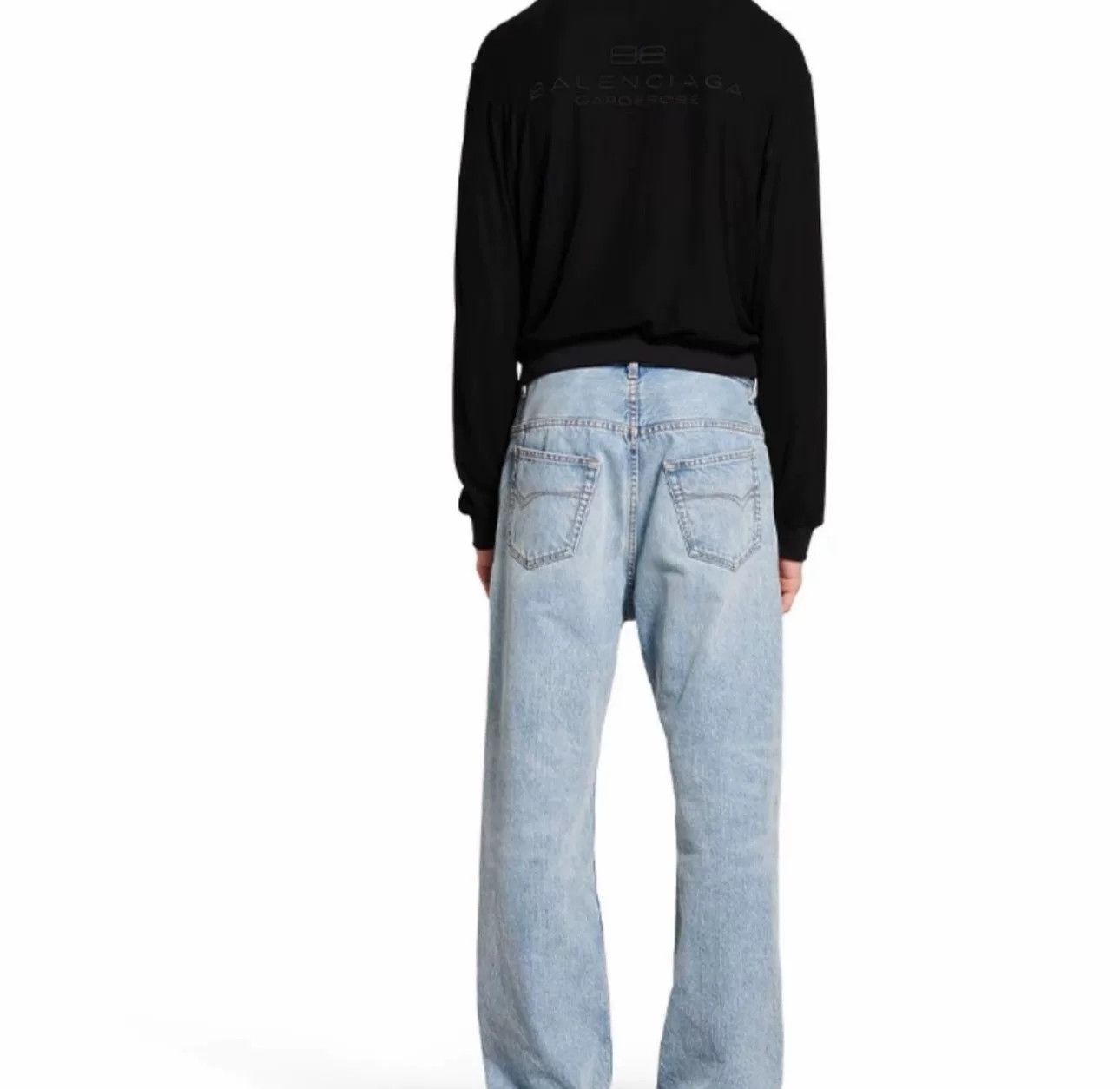Balenciaga Balenciaga Distressed Wide Leg Denim Jeans Size 32 Size US 32 / EU 48 - 4 Thumbnail