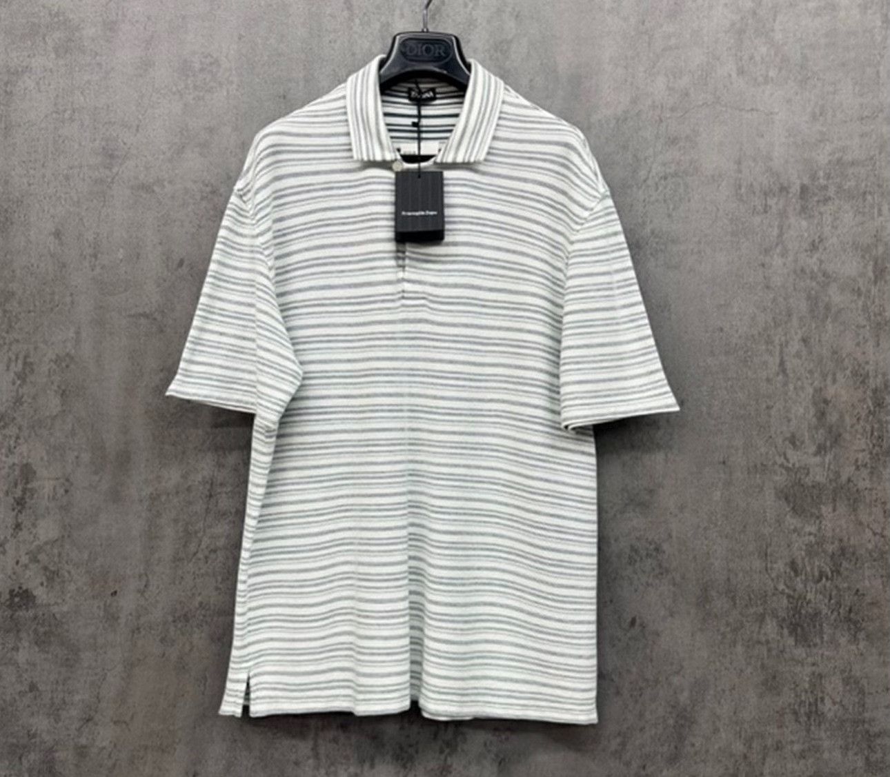 Z Zegna Zegna Waffle Knit Striped Polo Shirt Size 54 Size US L / EU 52-54 / 3 - 2 Thumbnail