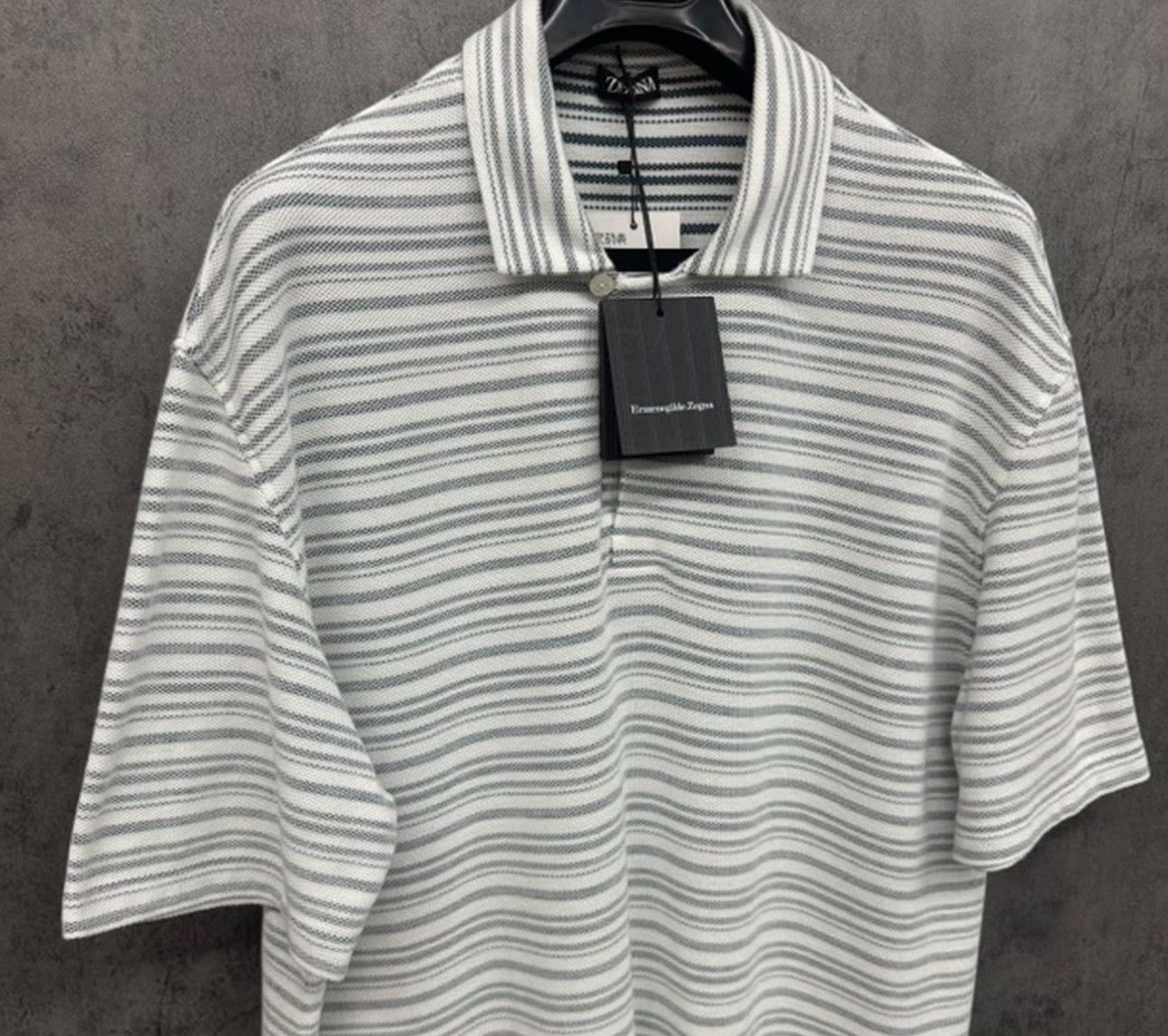 Z Zegna Zegna Waffle Knit Striped Polo Shirt Size 54 Size US L / EU 52-54 / 3 - 3 Thumbnail