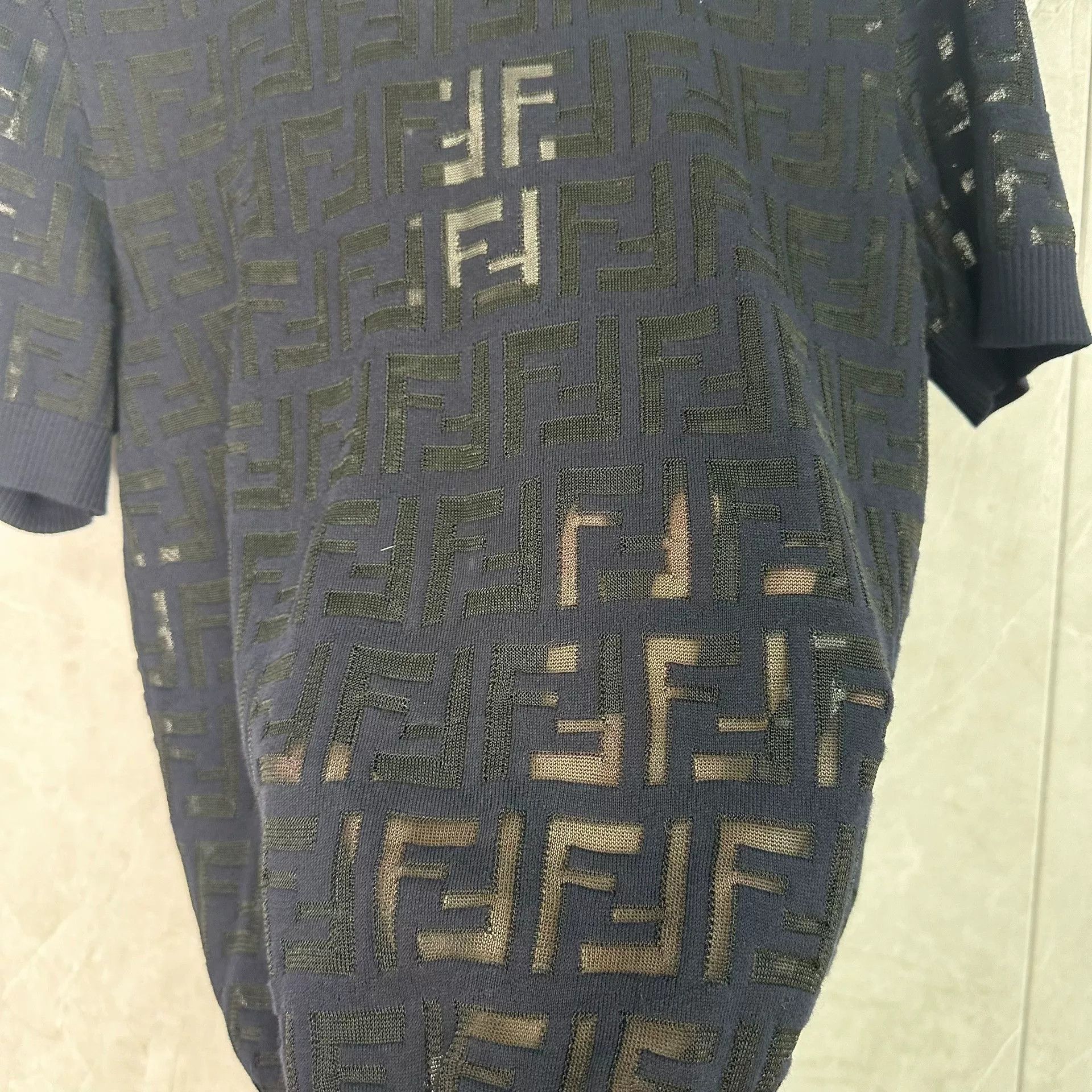 Fendi Fendi FF Monogram Jacquard Knit Short Sleeve Top Size 38 Size XS / US 0-2 / IT 36-38 - 3 Thumbnail