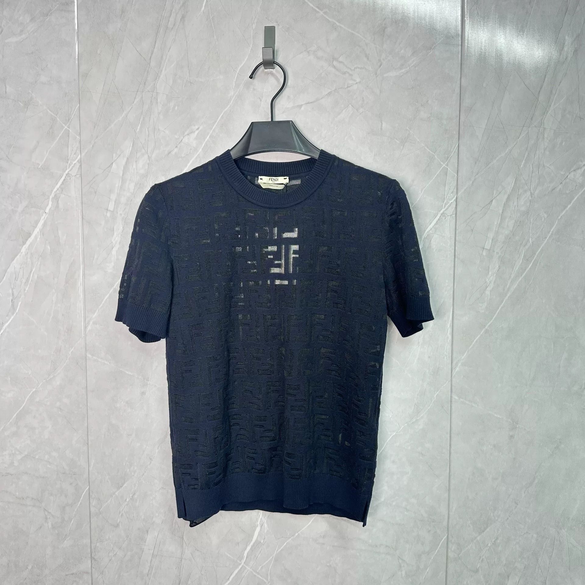 Fendi Fendi FF Monogram Jacquard Knit Short Sleeve Top Size 38 Size XS / US 0-2 / IT 36-38 - 2 Thumbnail