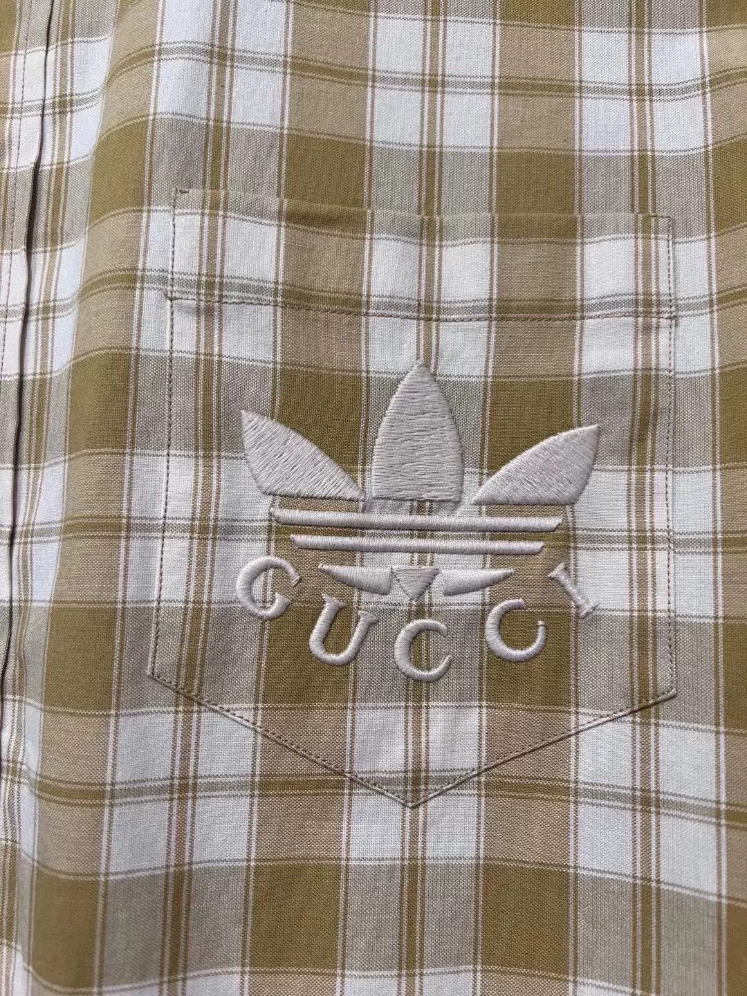 Gucci Gucci x Adidas Plaid Logo Embroidered Shirt XL Size US XL / EU 56 / 4 - 4 Thumbnail