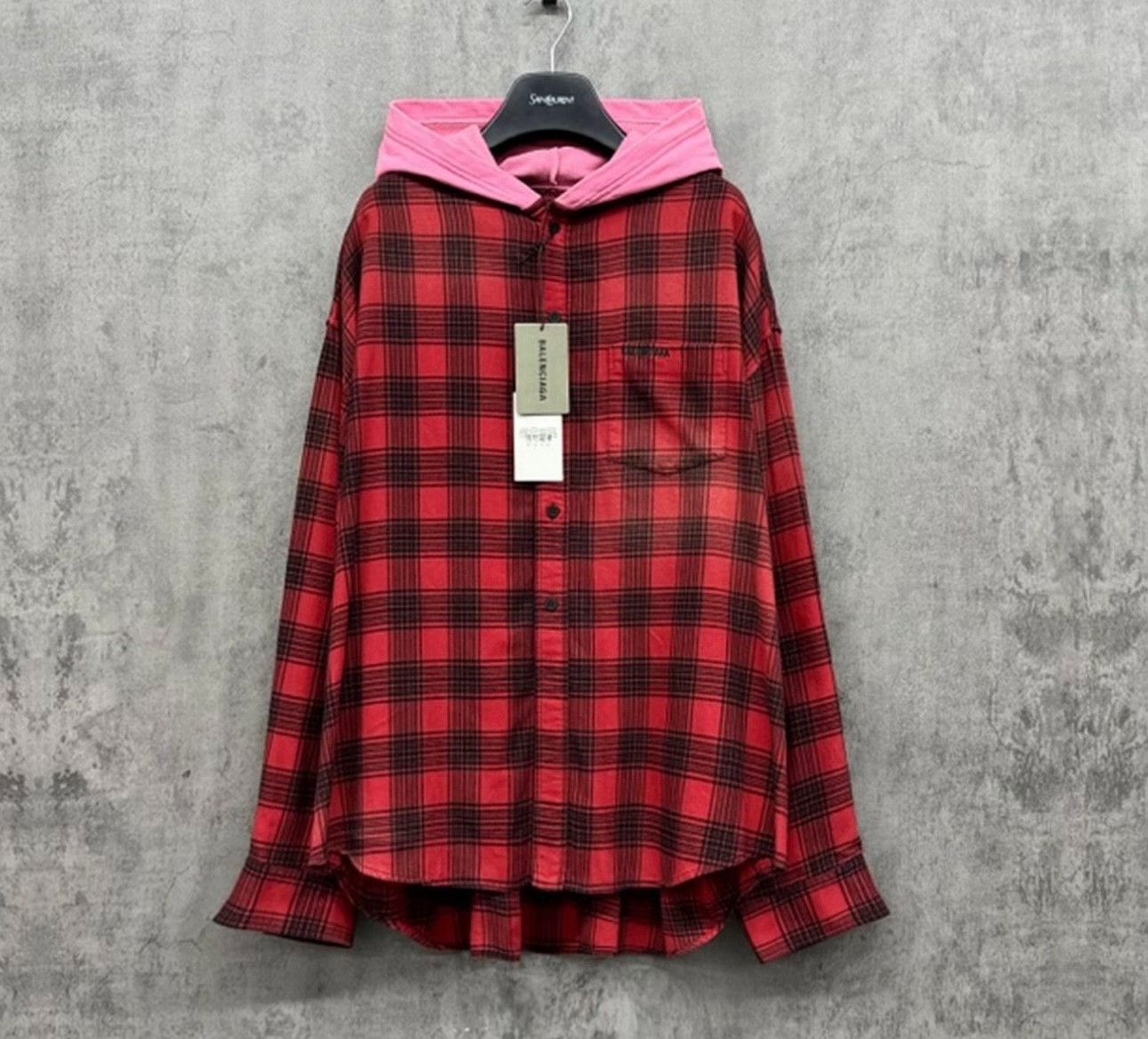 Balenciaga Balenciaga Distressed Hooded Plaid Shirt Size 1 Size US S / EU 44-46 / 1 - 2 Thumbnail