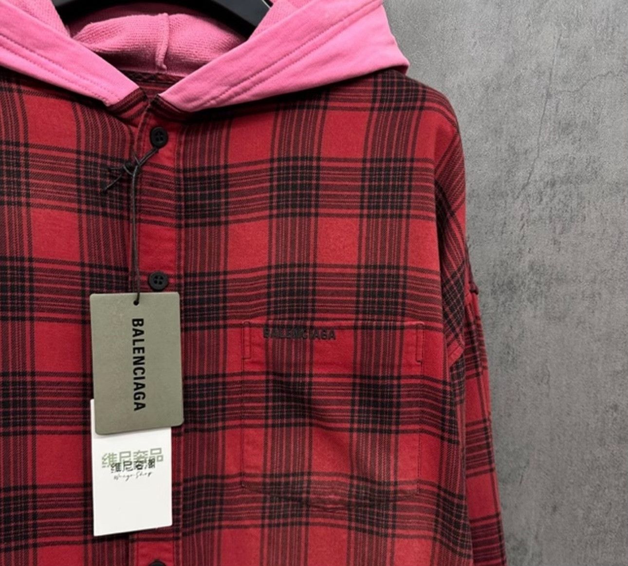 Balenciaga Balenciaga Distressed Hooded Plaid Shirt Size 1 Size US S / EU 44-46 / 1 - 4 Thumbnail