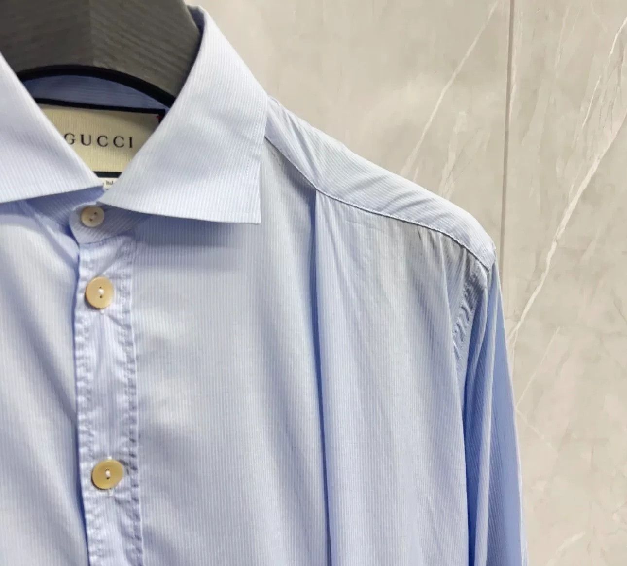Gucci Gucci Pleated Blue Long Sleeve Shirt 46 Size US S / EU 44-46 / 1 - 4 Thumbnail