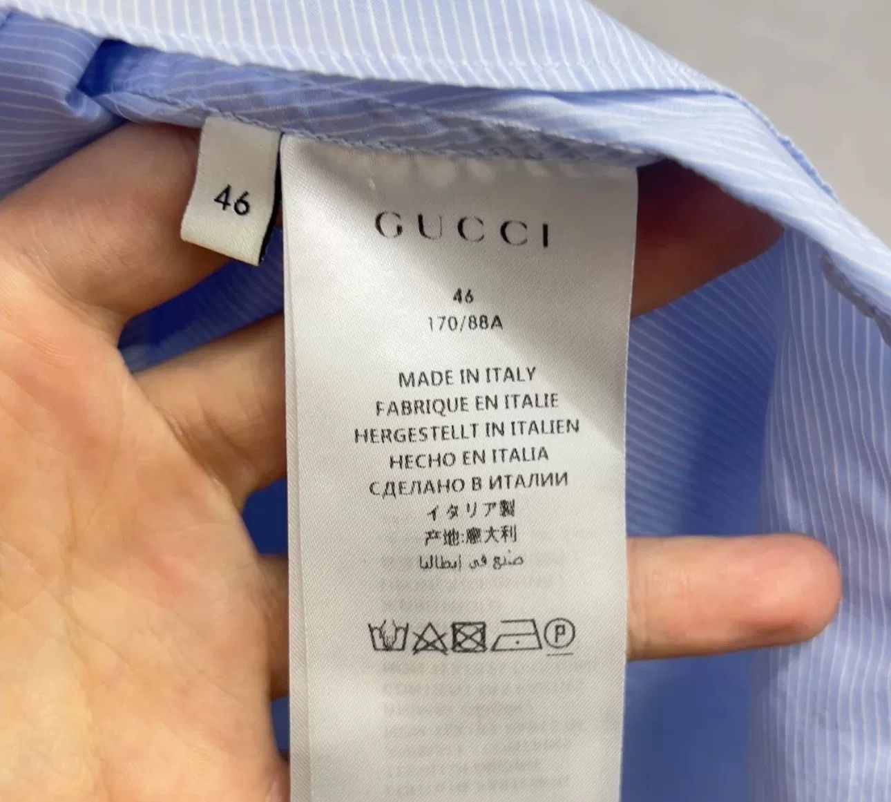 Gucci Gucci Pleated Blue Long Sleeve Shirt 46 Size US S / EU 44-46 / 1 - 5 Thumbnail