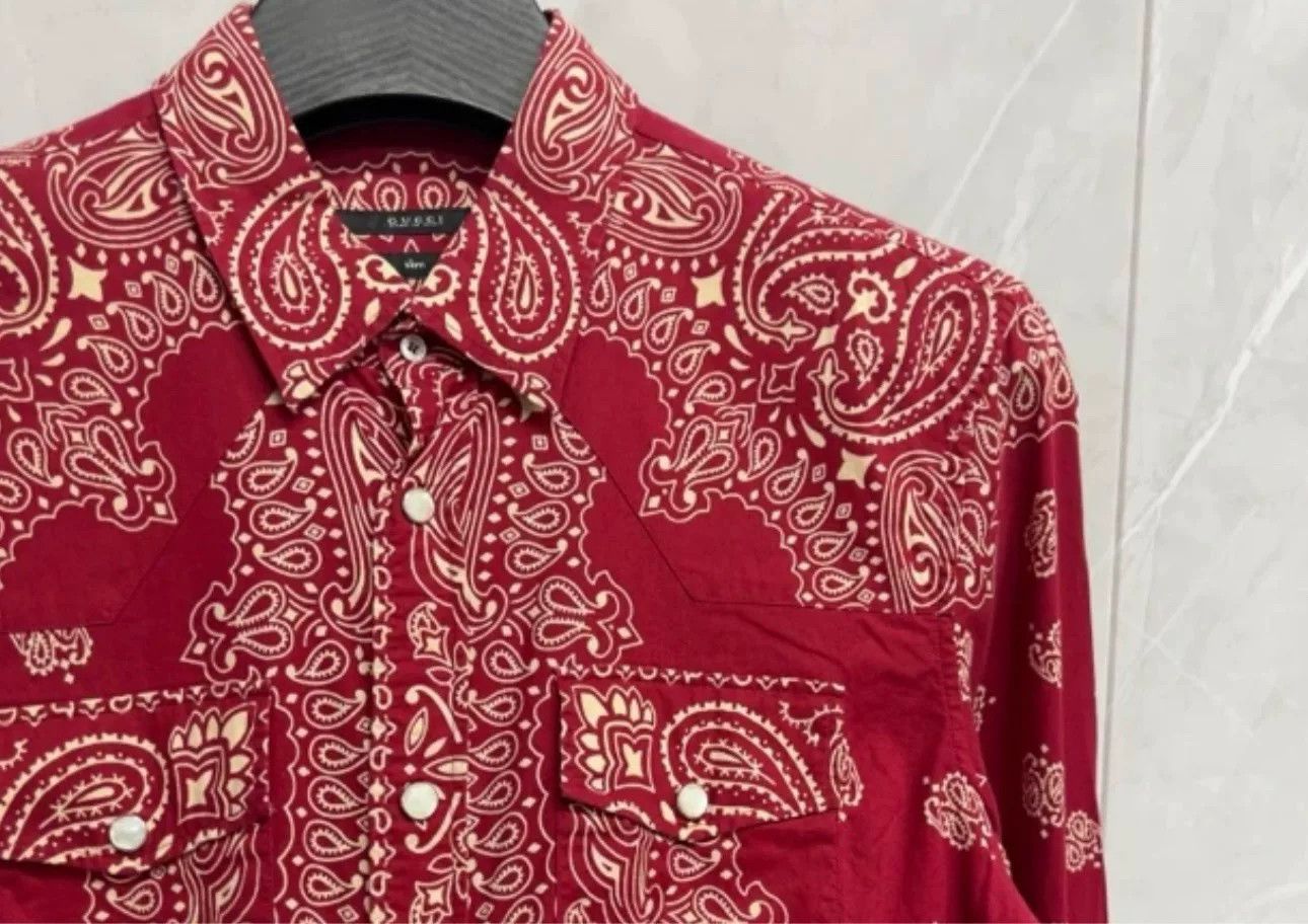 Gucci Gucci Paisley Pearl Snap Shirt Size S Size US S / EU 44-46 / 1 - 3 Thumbnail