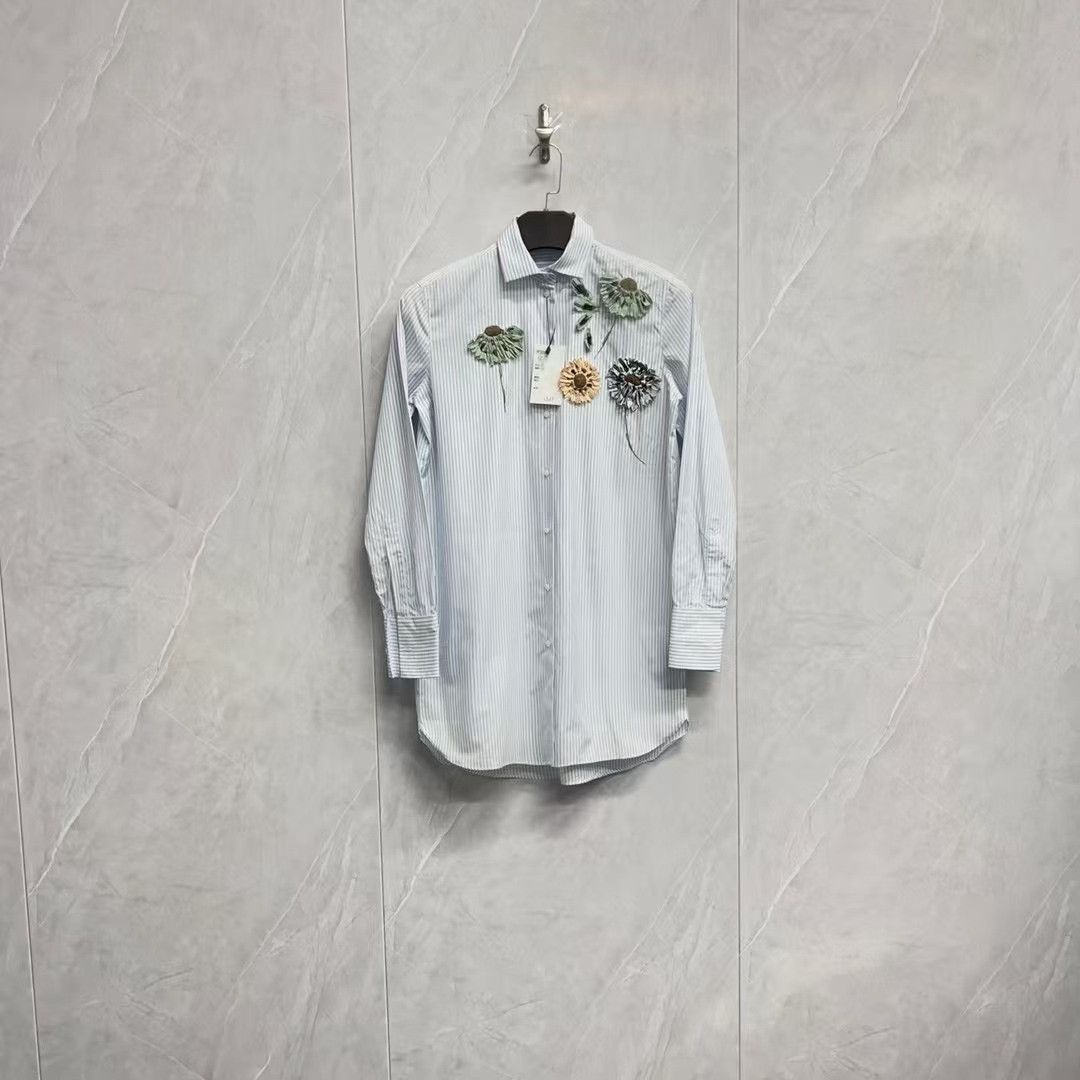 Valentino Valentino 3D Flower Applique Striped Shirt US S Size US S / EU 44-46 / 1 - 2 Thumbnail