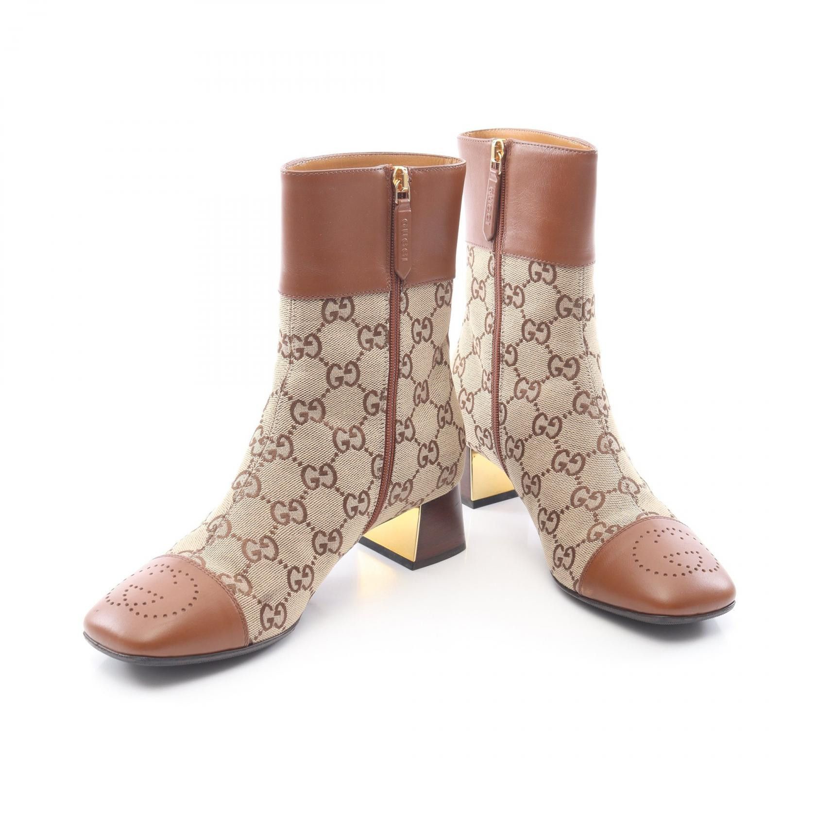 Gucci Gucci Gucci GG Canvas Leather Boots Leather Shoes DUTY FREE for USA Size ONE SIZE - 3 Thumbnail