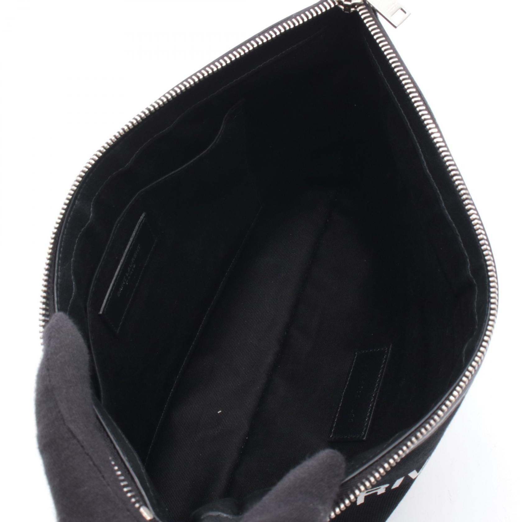 Yves Saint Laurent Yves Saint Laurent Yves Saint Laurent Rive Gauche Canvas Leather Clutch Bag Leather Clutch Bag 581369 DUTY FREE for USA Size ONE SIZE - 3 Thumbnail