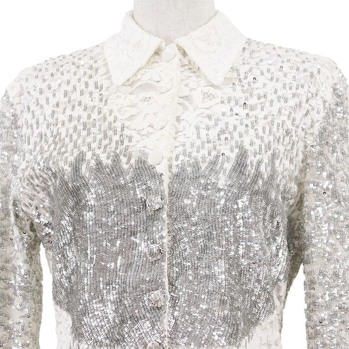 Louis Vuitton Louis Vuitton Louis Vuitton Lace Embroidered Sequin Shirt Textile Tops 2019AW DUTY FREE for USA Size ONE SIZE - 2 Thumbnail