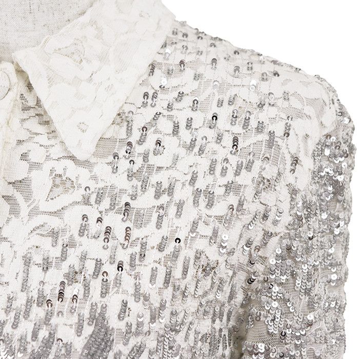 Louis Vuitton Louis Vuitton Louis Vuitton Lace Embroidered Sequin Shirt Textile Tops 2019AW DUTY FREE for USA Size ONE SIZE - 12 Thumbnail
