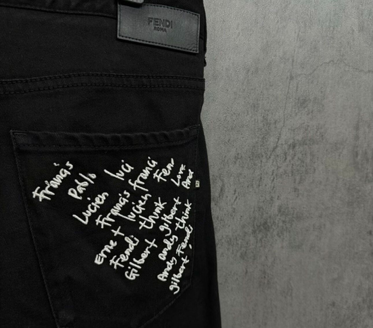 Fendi Fendi Embroidered Script Black Denim Jeans 35 Size US 35 - 3 Thumbnail