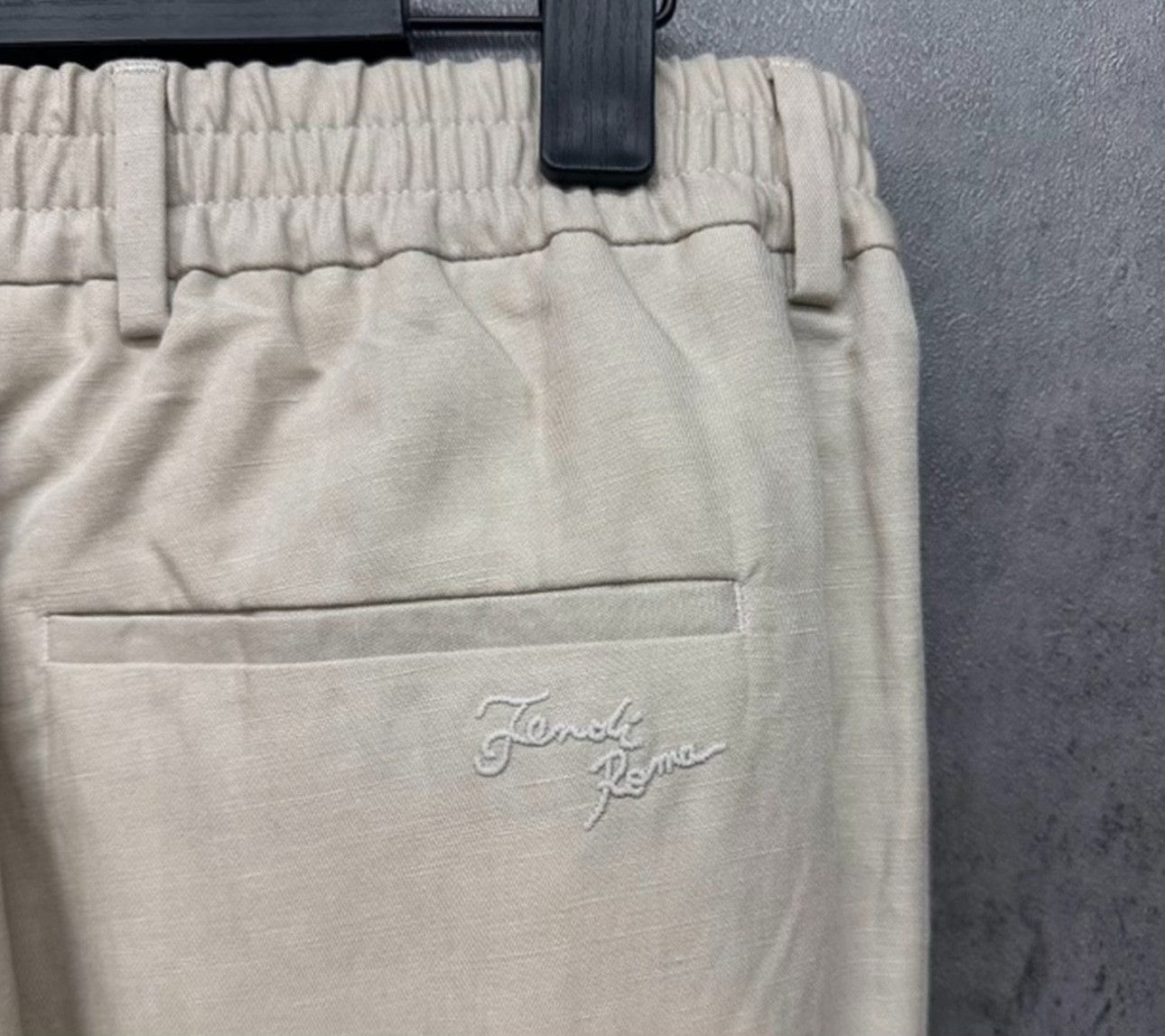 Fendi Fendi Logo Embroidered Linen Casual Pants EU 46 Size US 30 / EU 46 - 3 Thumbnail