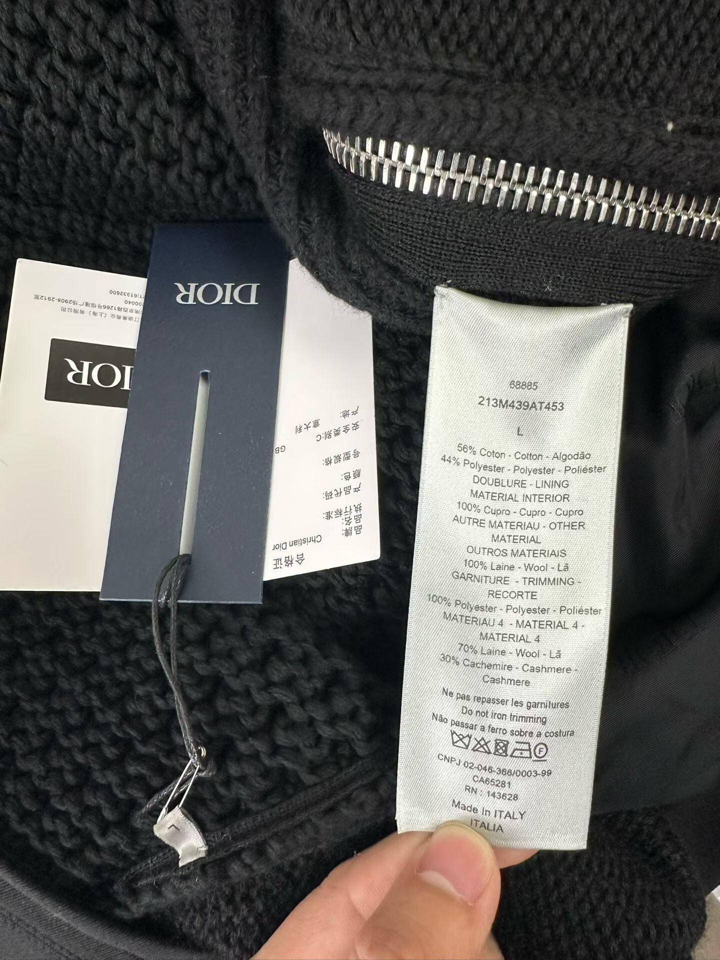Dior × Sacai Dior x sacai Hybrid Zip Knit Cardigan Black L Size US L / EU 52-54 / 3 - 5 Thumbnail