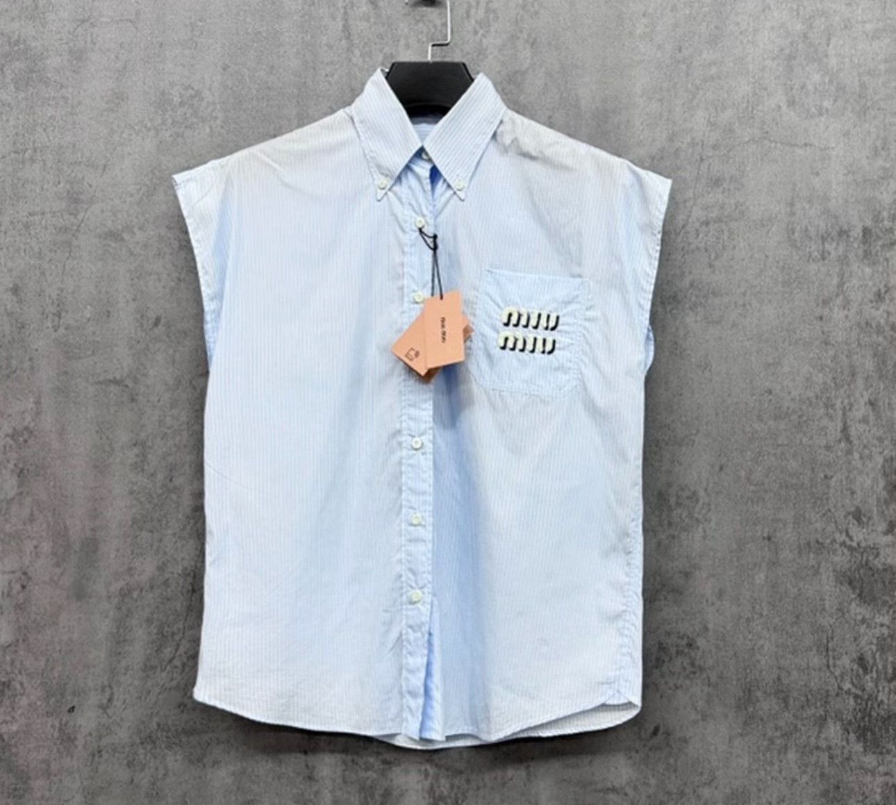 Miu Miu Miu Miu Striped Logo Sleeveless Shirt 36 Size XS / US 0-2 / IT 36-38 - 2 Thumbnail