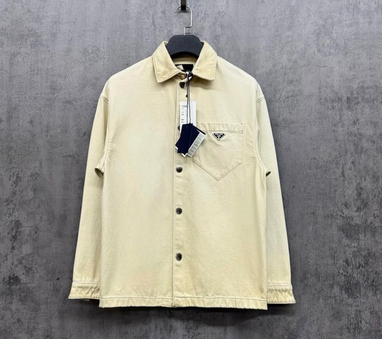 Prada Prada Distressed Triangle Logo Denim Jacket Size XS Size US XS / EU 42 / 0 - 2 Thumbnail
