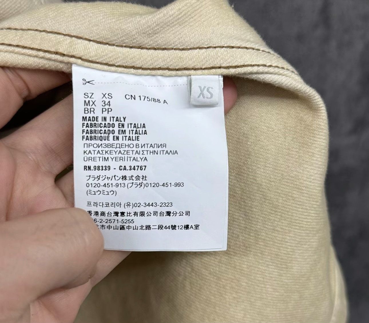 Prada Prada Distressed Triangle Logo Denim Jacket Size XS Size US XS / EU 42 / 0 - 5 Thumbnail